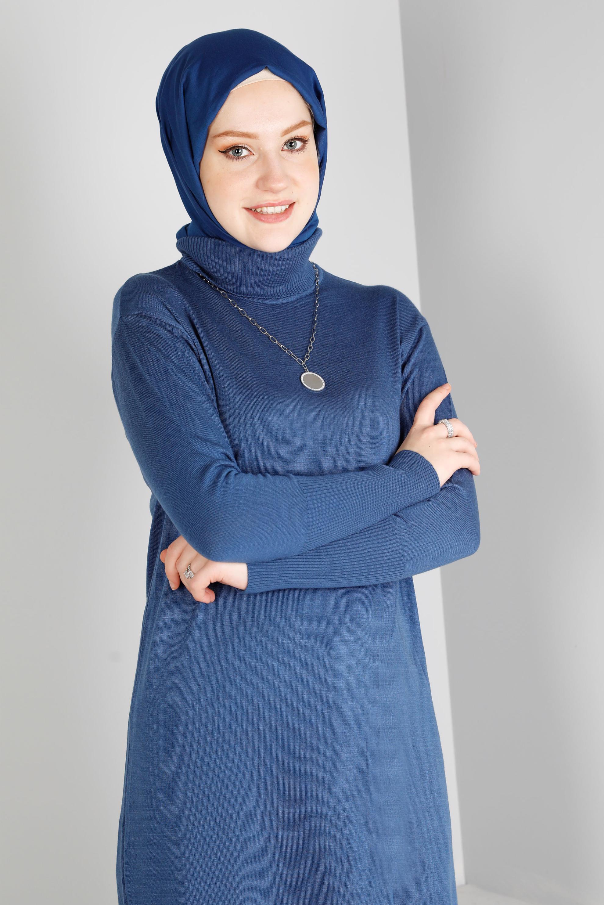 Tesettür giyim LACİVERT BASIC UZUN TRİKO TUNİK 43103