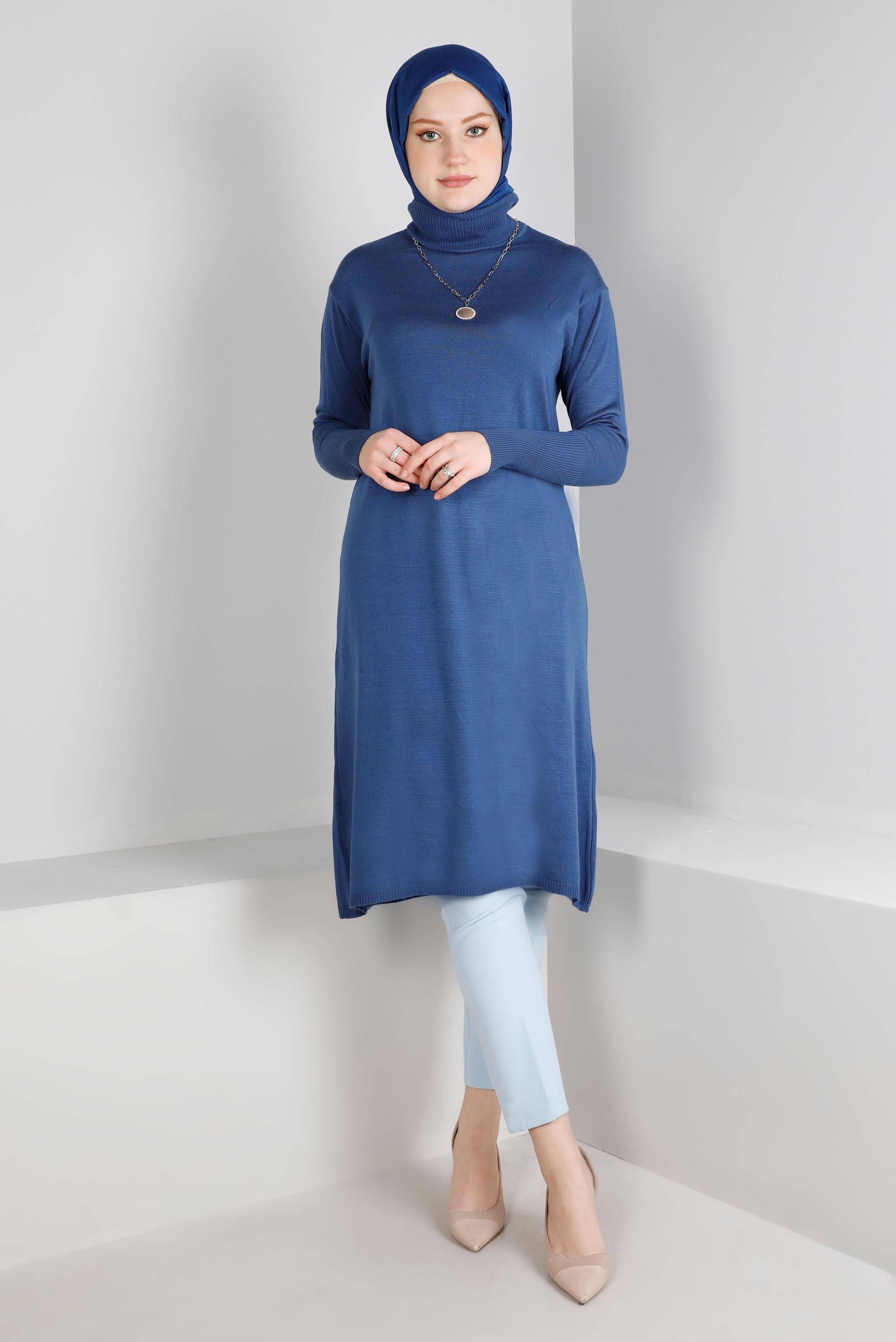 Tesettür giyim LACİVERT BASIC UZUN TRİKO TUNİK 43103