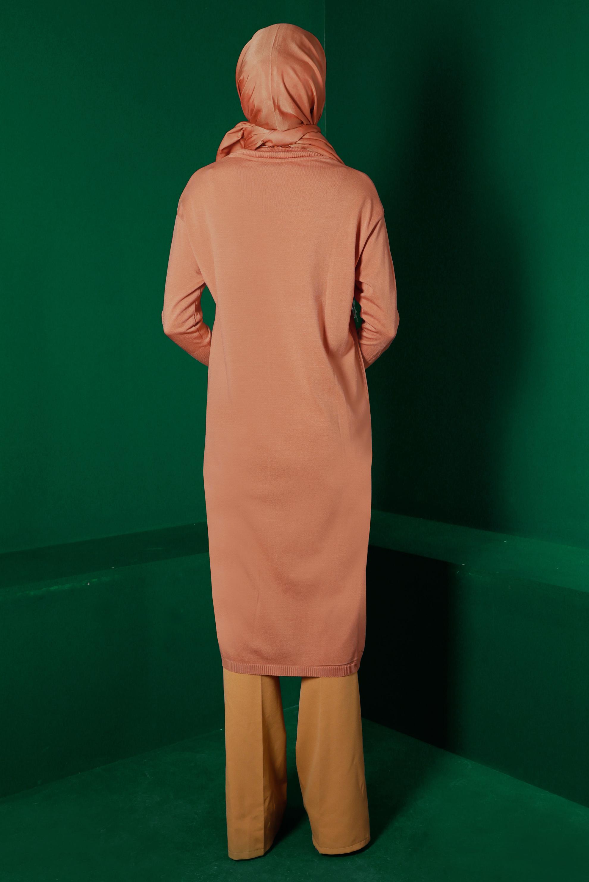 Tesettür giyim PUDRA BASIC UZUN TRİKO TUNİK 43103