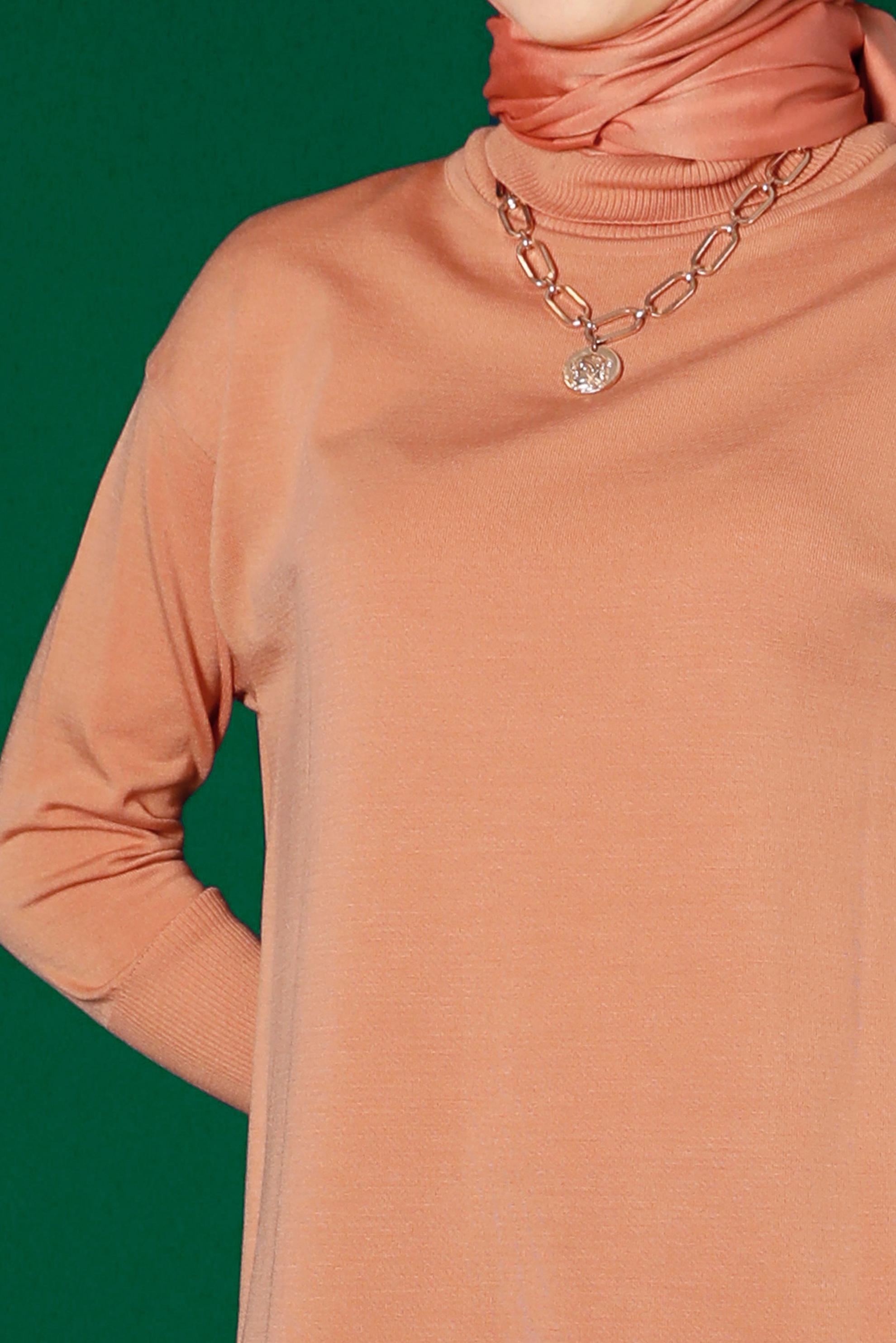 Tesettür giyim PUDRA BASIC UZUN TRİKO TUNİK 43103