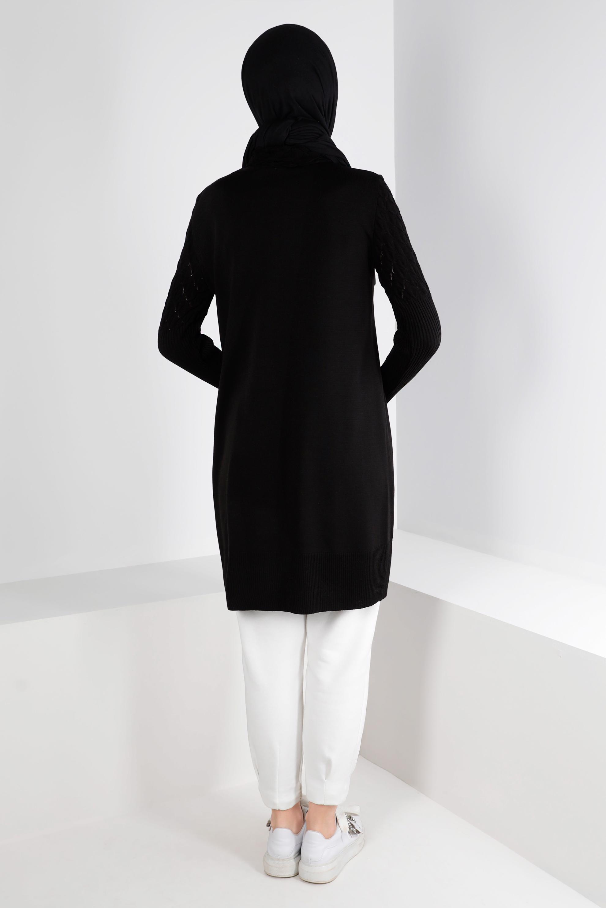 Tesettür giyim SİYAH BOĞAZLI TRİKO TUNİK 43106	