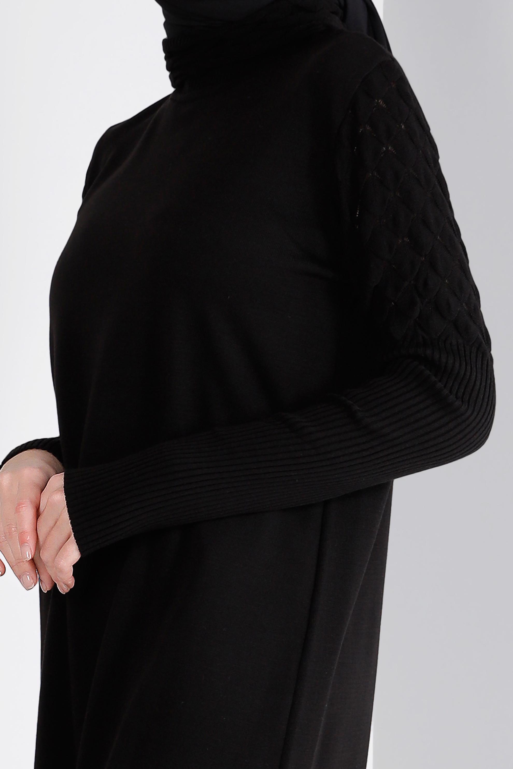 Tesettür giyim SİYAH BOĞAZLI TRİKO TUNİK 43106	