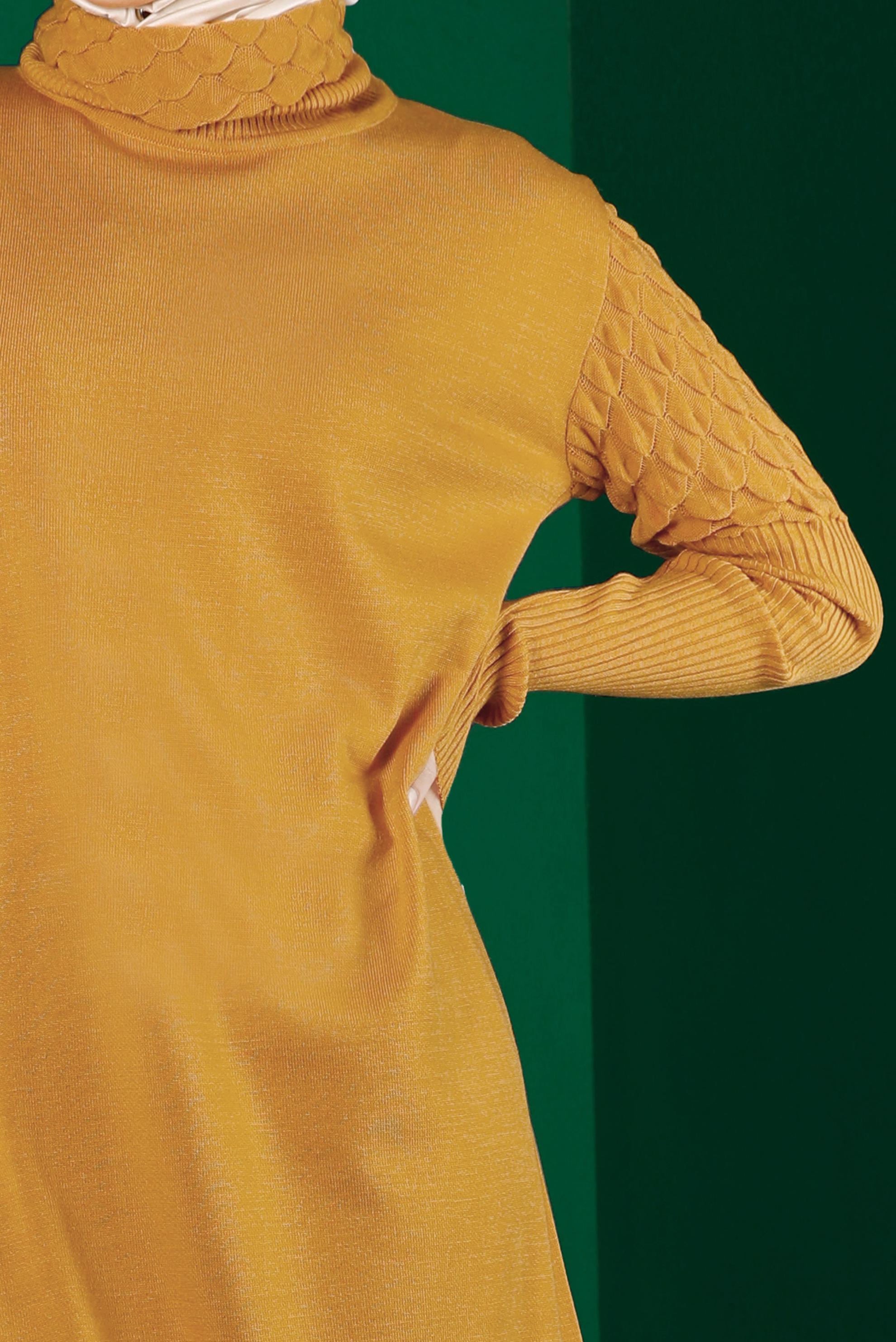 Tesettür giyim SARI BOĞAZLI TRİKO TUNİK 43106	