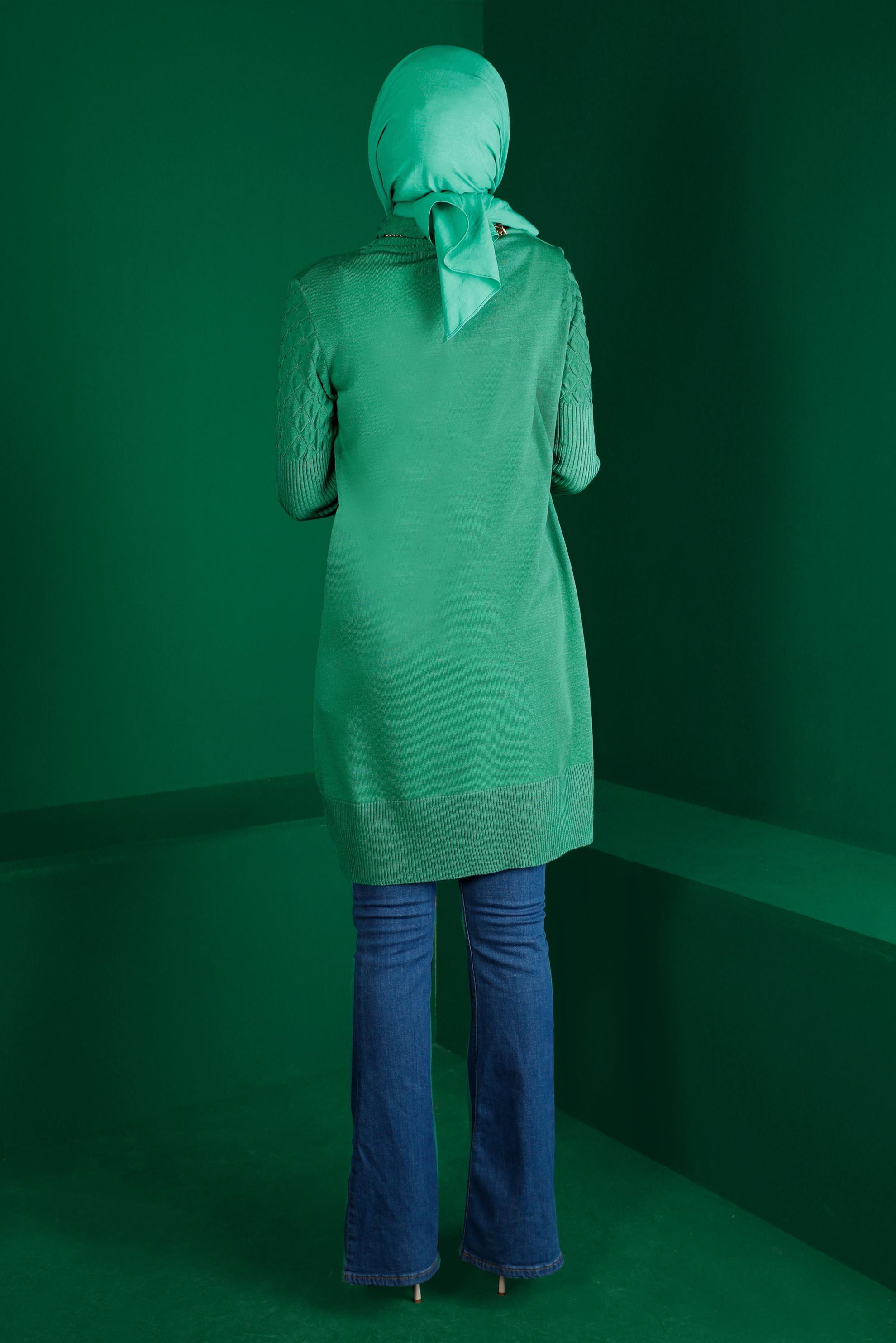 Tesettür giyim YEŞİL BOĞAZLI TRİKO TUNİK 43106	