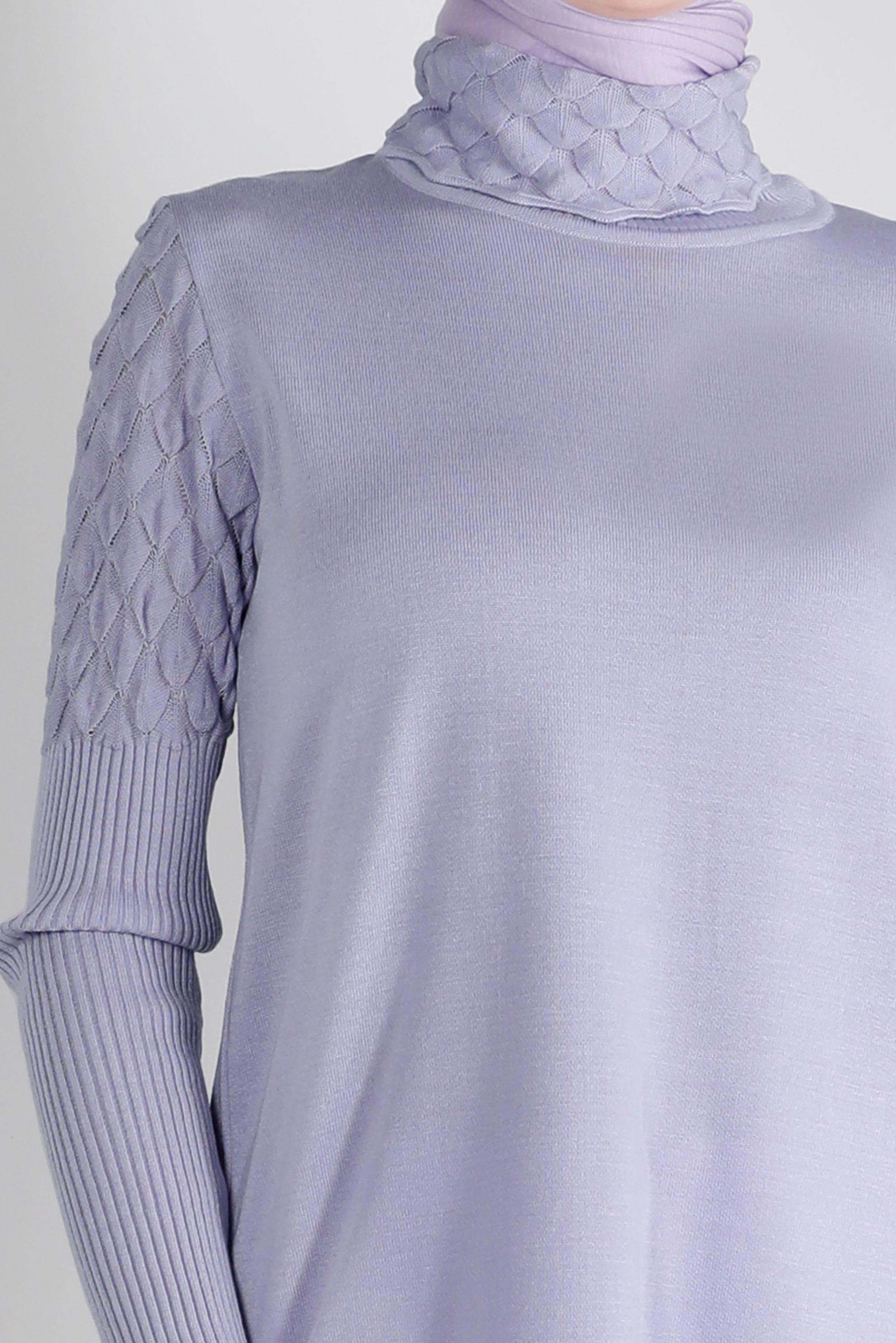 Vêtements hijab POURPRE TUNIQUE EN MAILLE COL ROULÉ 43106