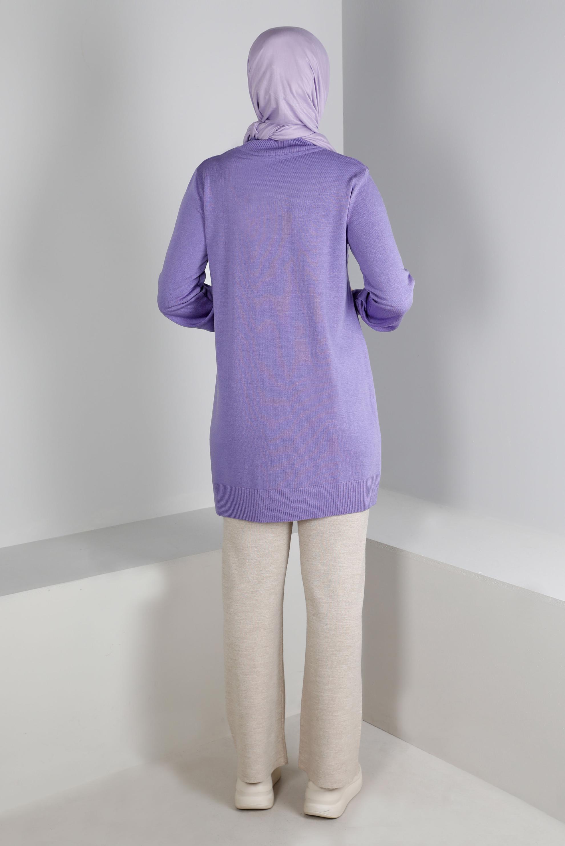Vêtements hijab POURPRE TUNIQUE EN MAILLE COL ROULÉ 43107