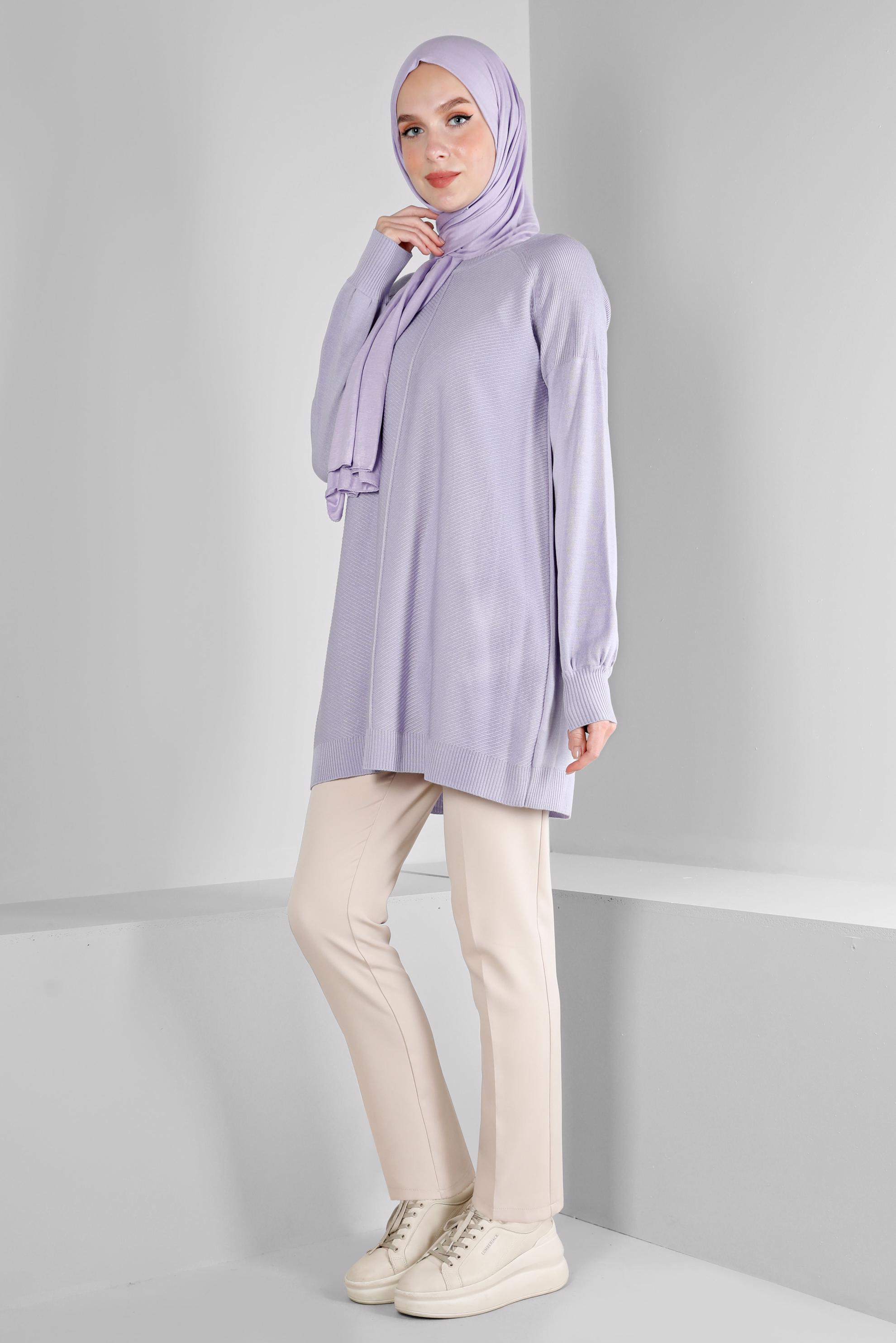 Vêtements hijab POURPRE TUNIQUE EN MAILLE À MOTIFS 43109