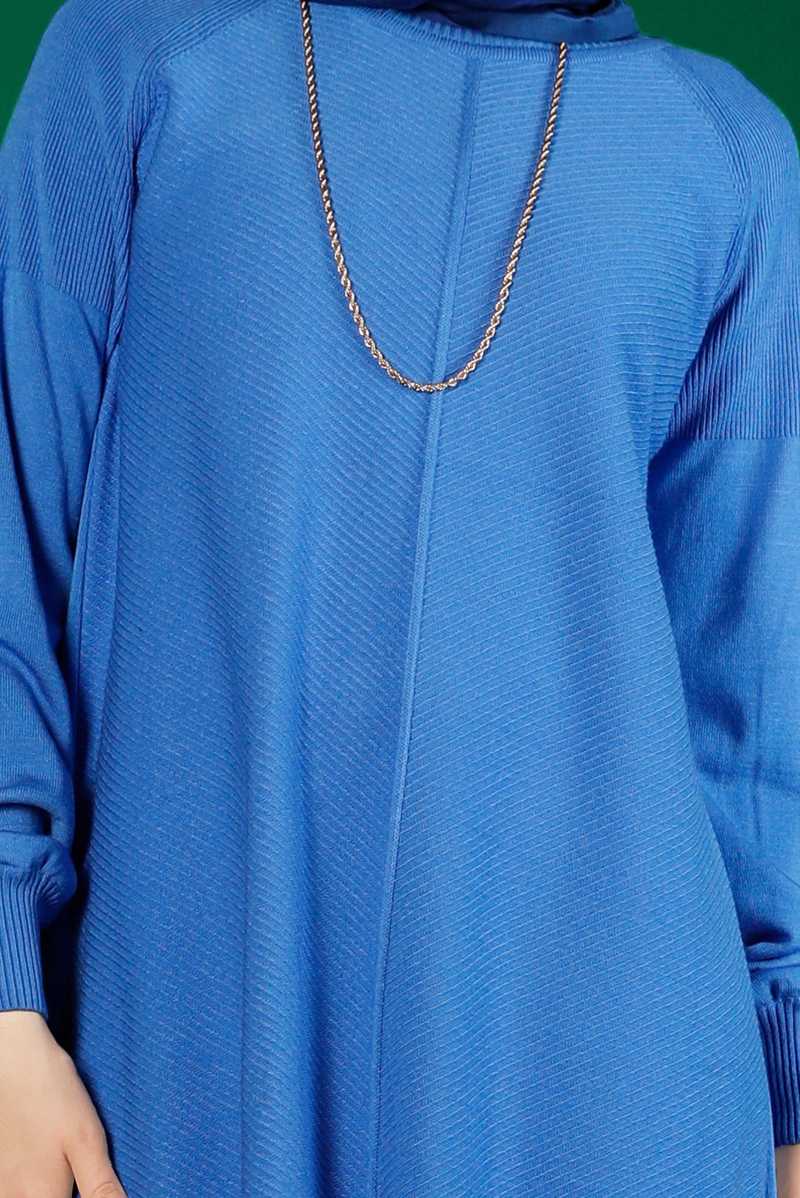 Tesettür giyim MAVİ KENDİNDEN DESENLİ TRİKO TUNİK 43109	