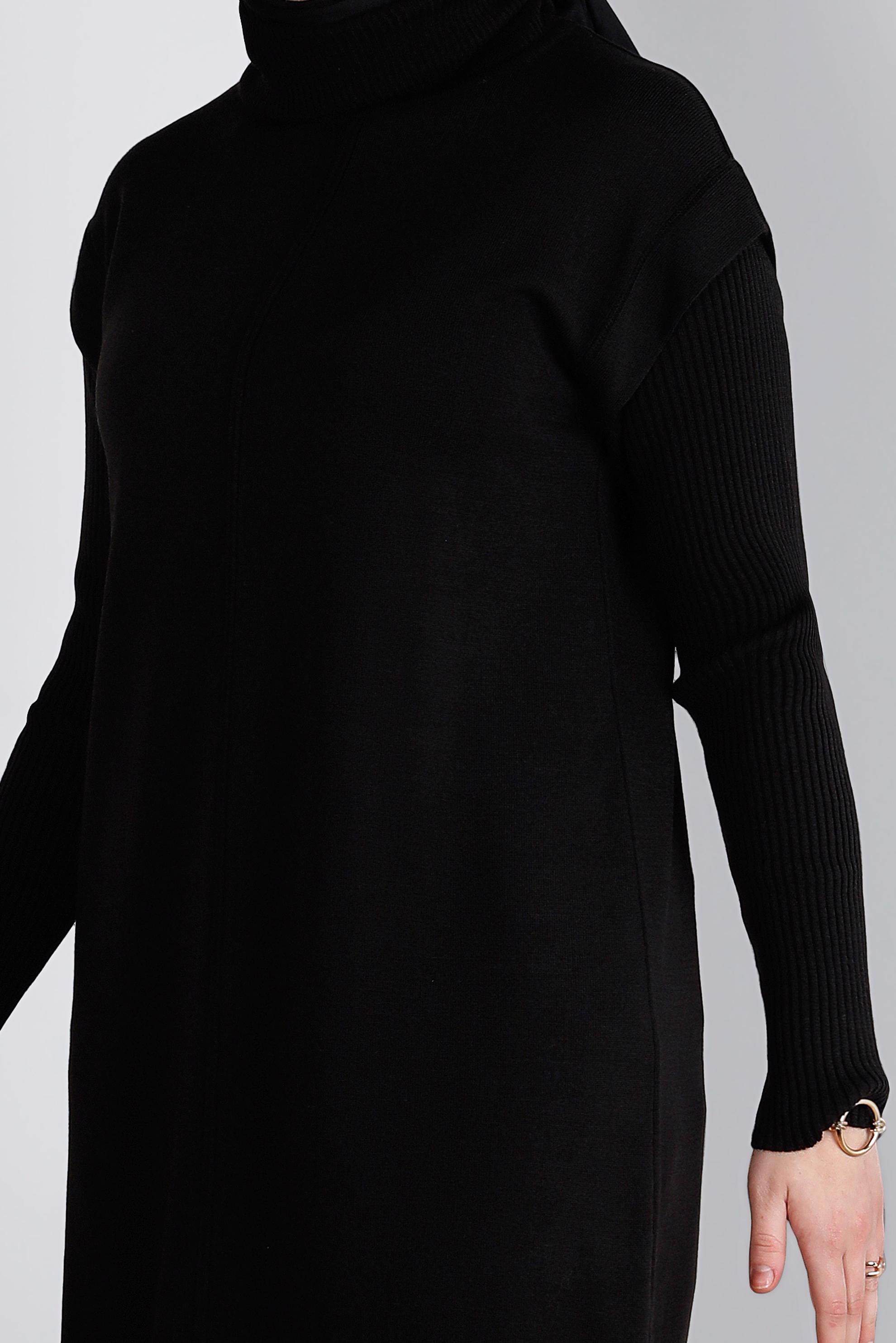 Tesettür giyim SİYAH BOĞAZLI TRİKO TUNİK 43110