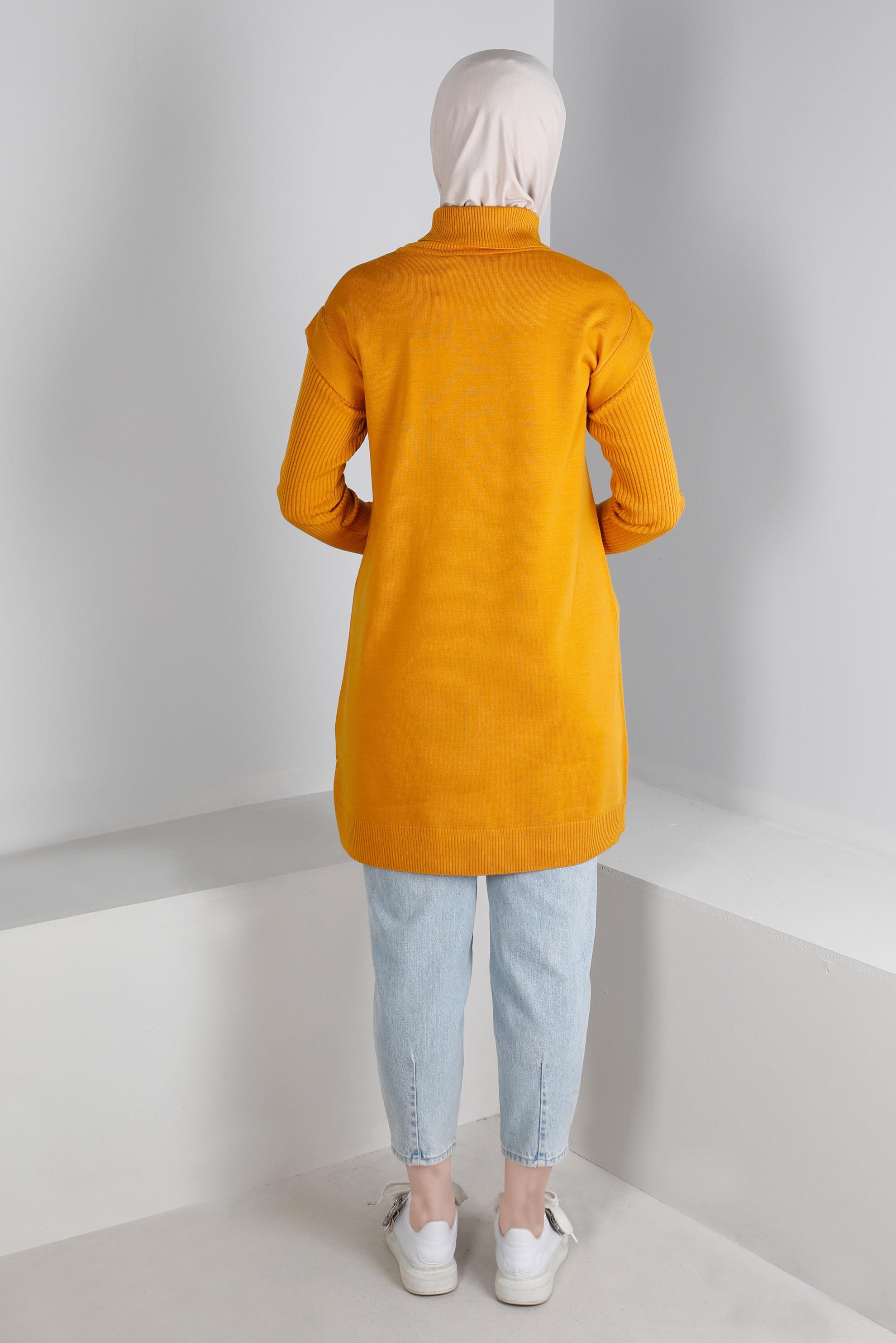 Vêtements hijab JAUNE TUNIQUE EN MAILLE COL ROULÉ 43110