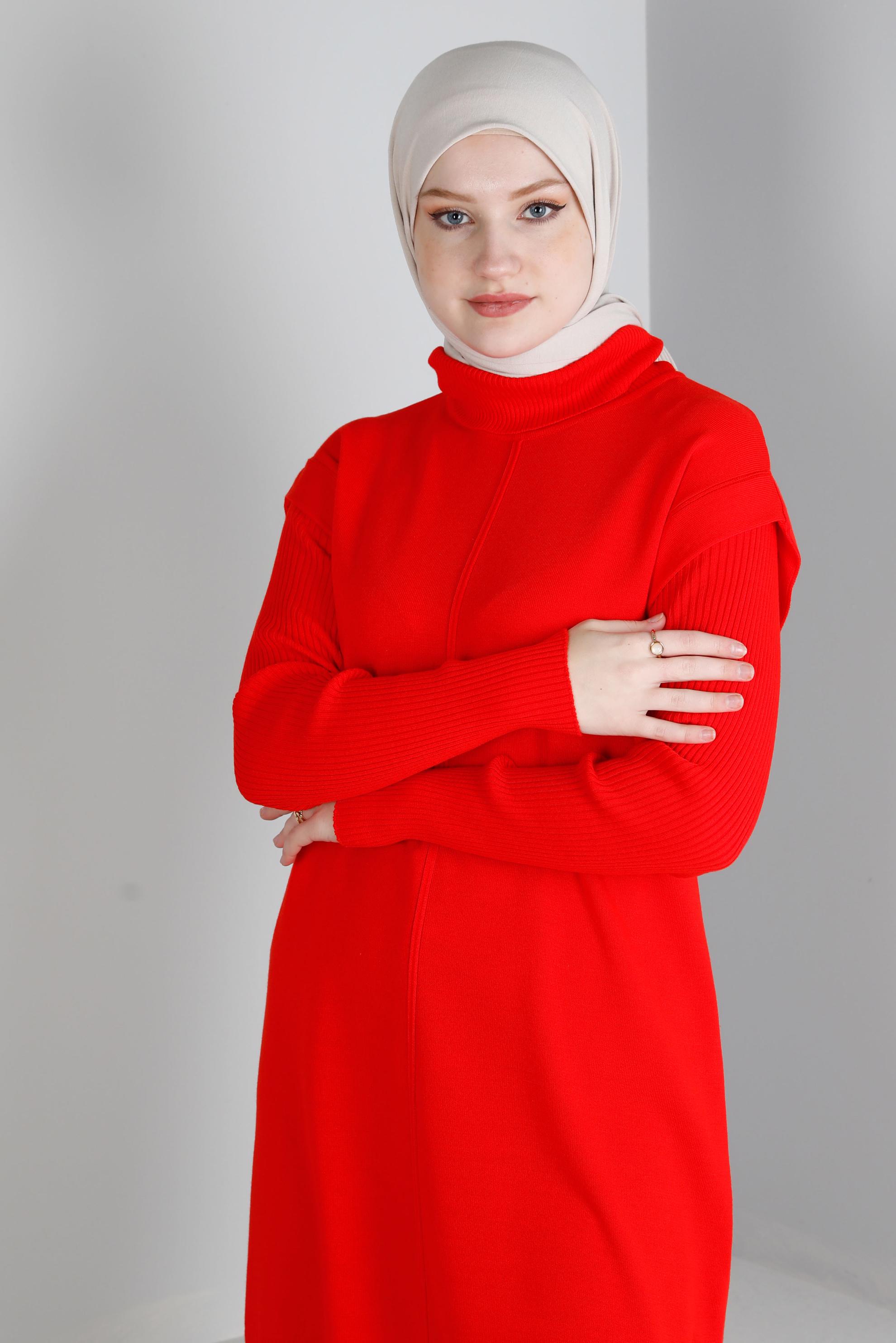 Vêtements hijab ROUGE TUNIQUE EN MAILLE COL ROULÉ 43110