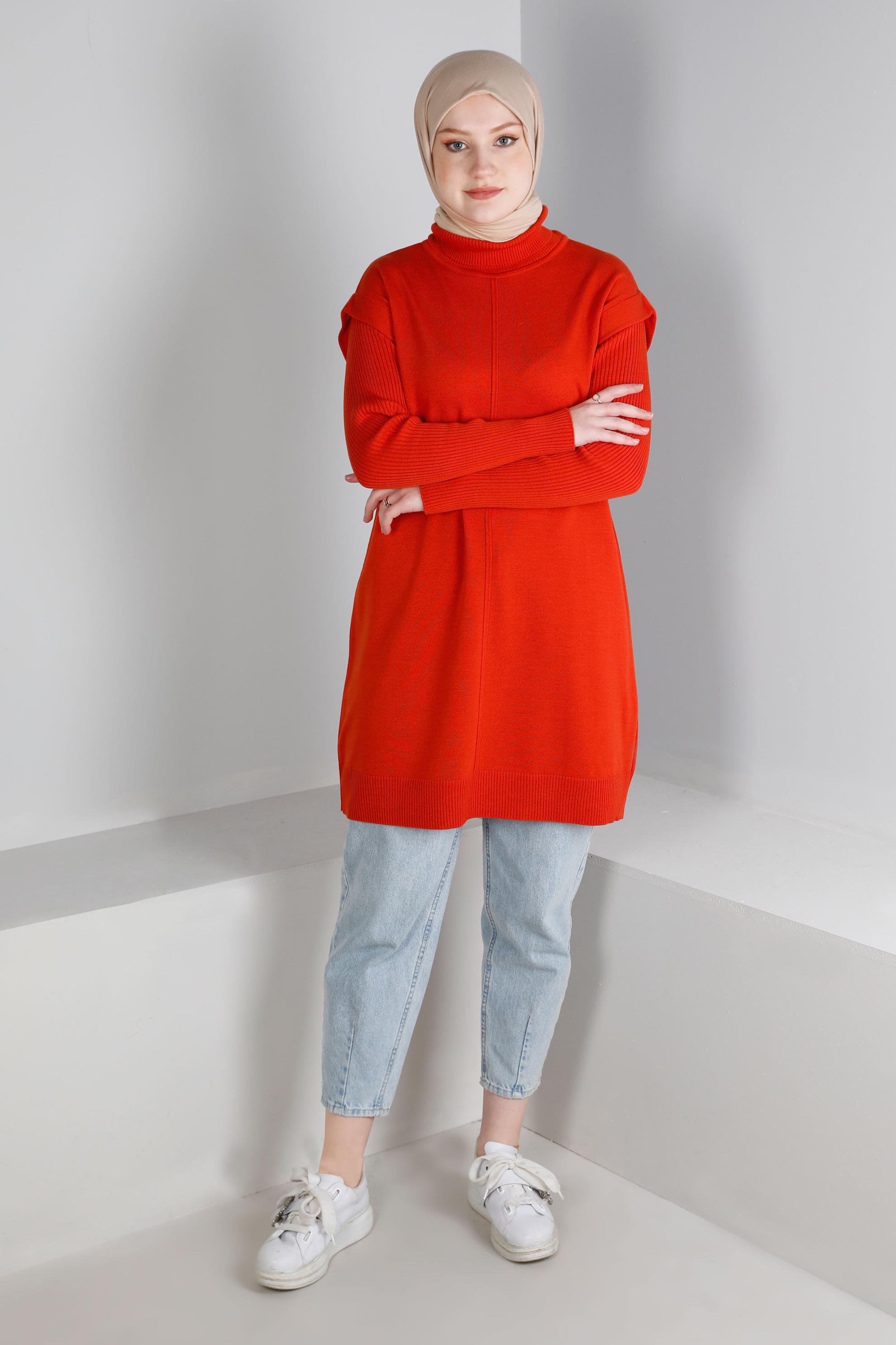 Vêtements hijab ROUGE TUNIQUE EN MAILLE COL ROULÉ 43110