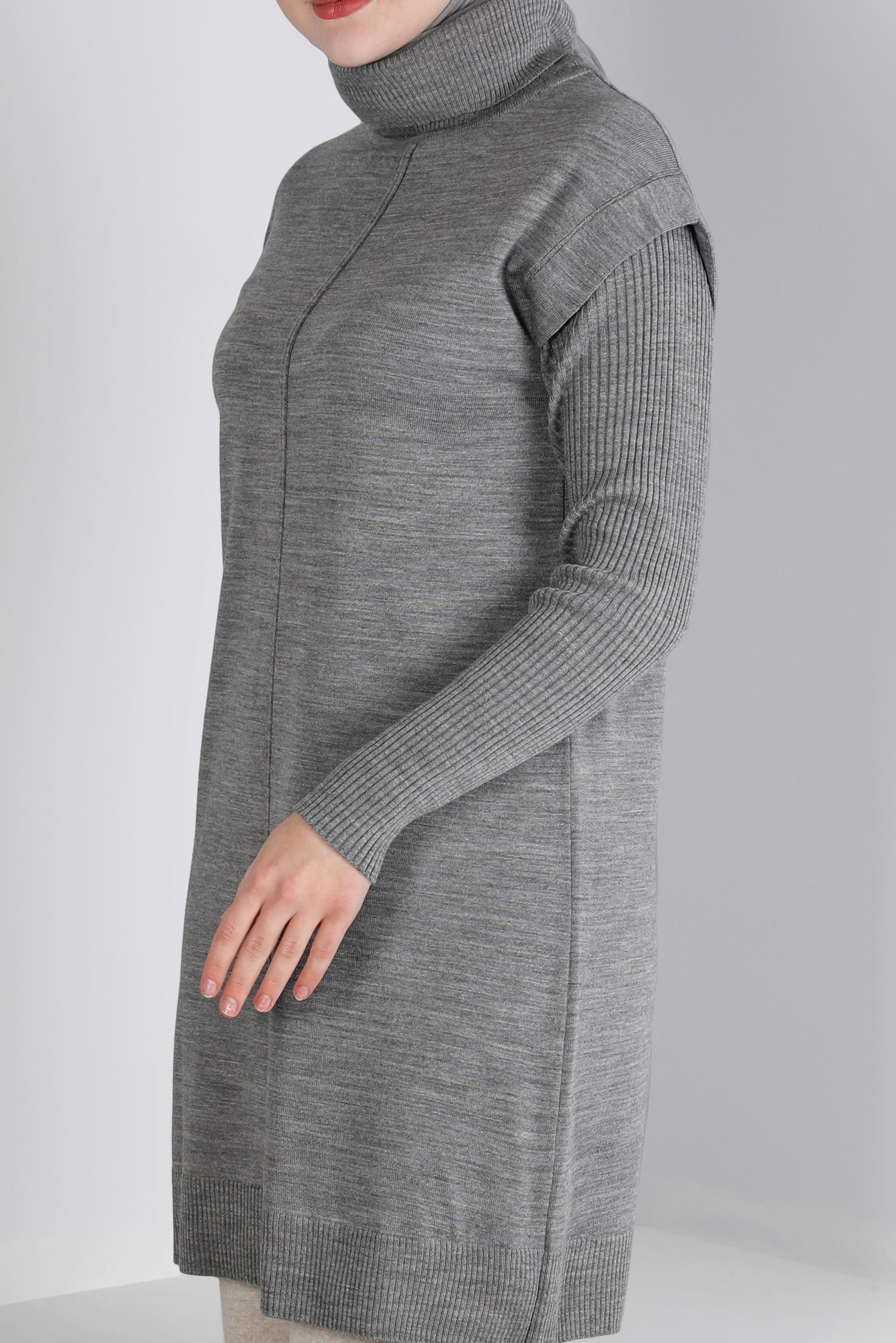 Tesettür giyim GRİ BOĞAZLI TRİKO TUNİK 43110