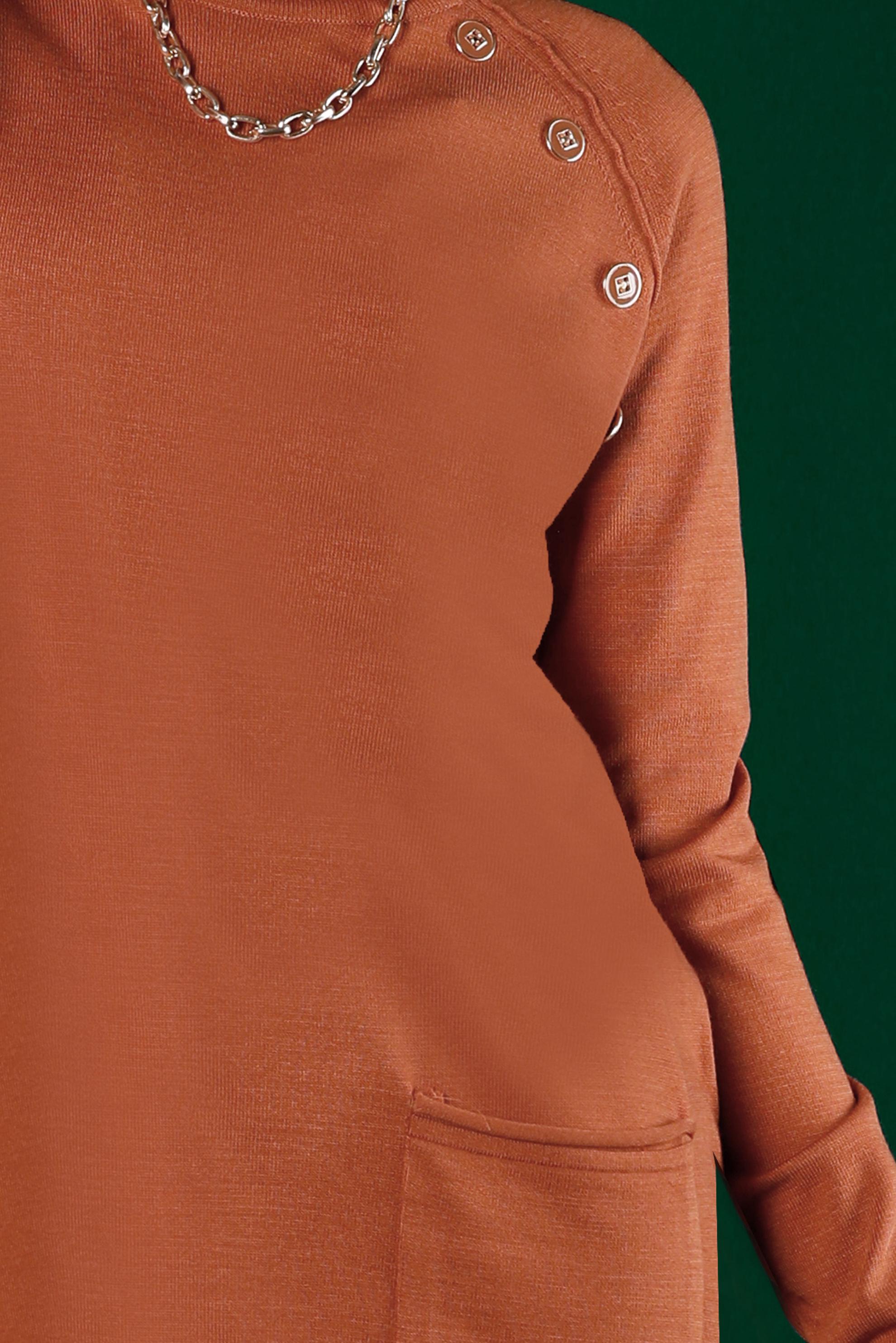 Tesettür giyim TURUNCU CEPLİ DÜĞMELİ TRİKO TUNİK 43111