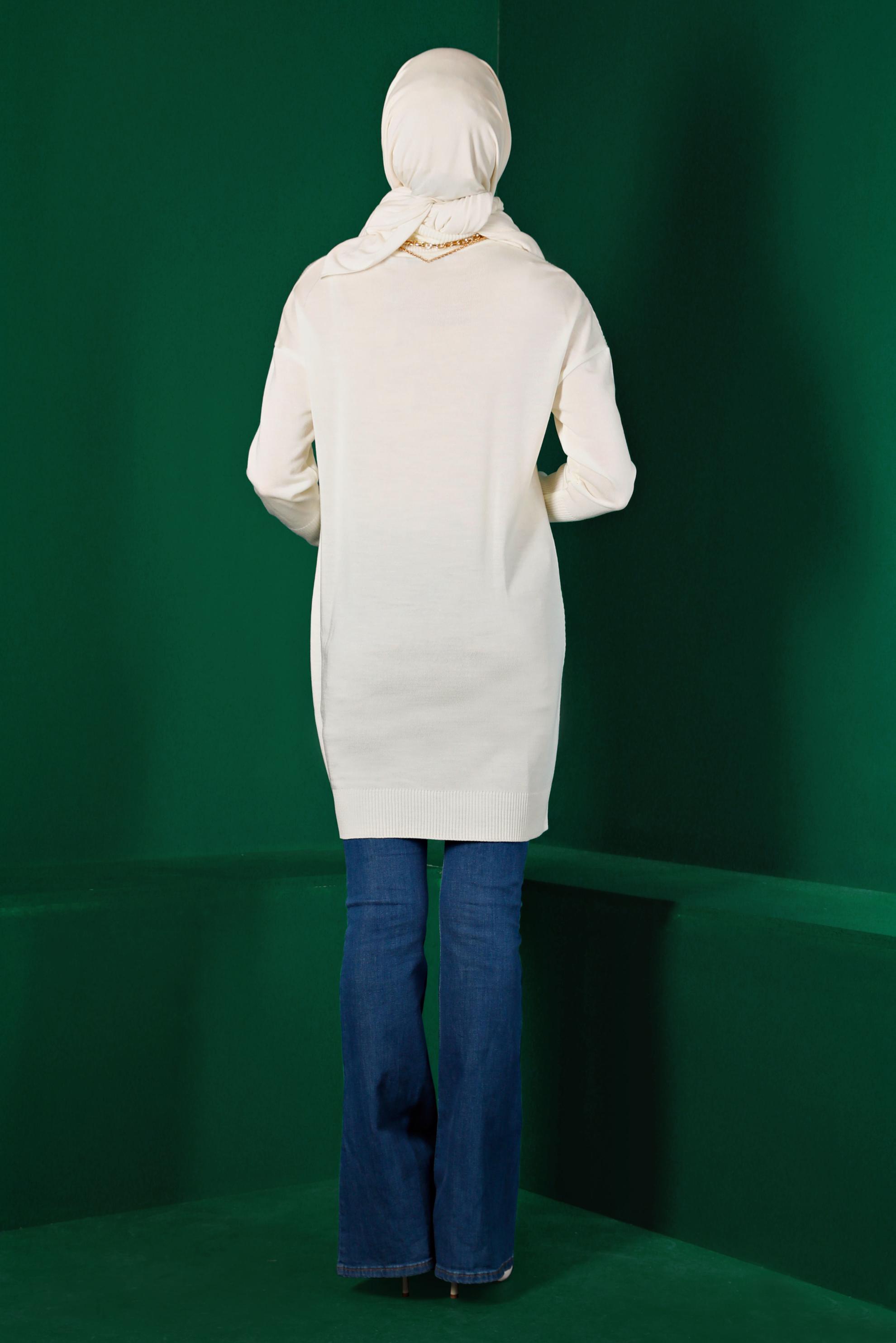 Hijab clothing WHITE TURTLENECK KNITWEAR SWEATER 43112