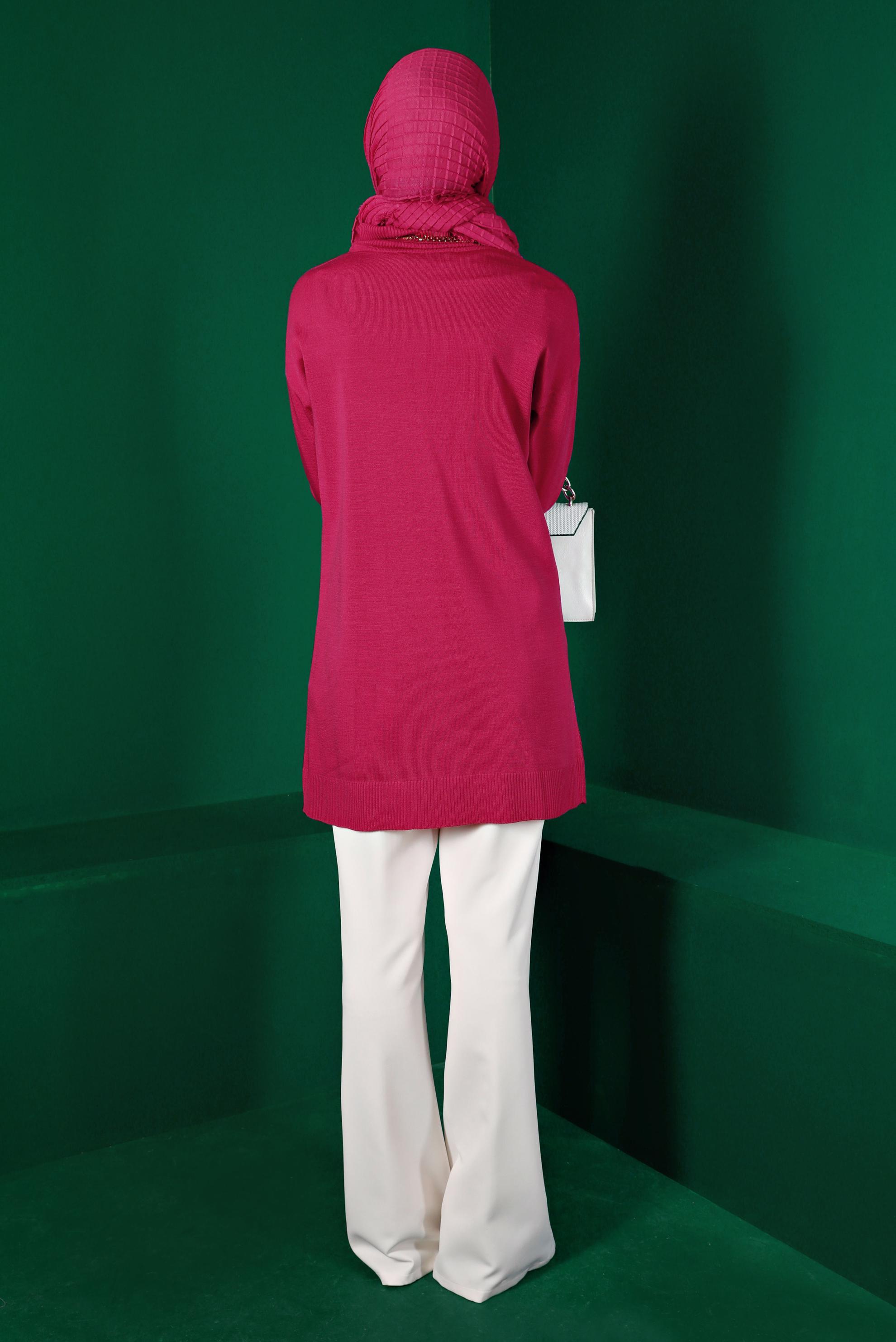 Vêtements hijab FUCHSIA PULL EN MAILLE COL ROULÉ 43112