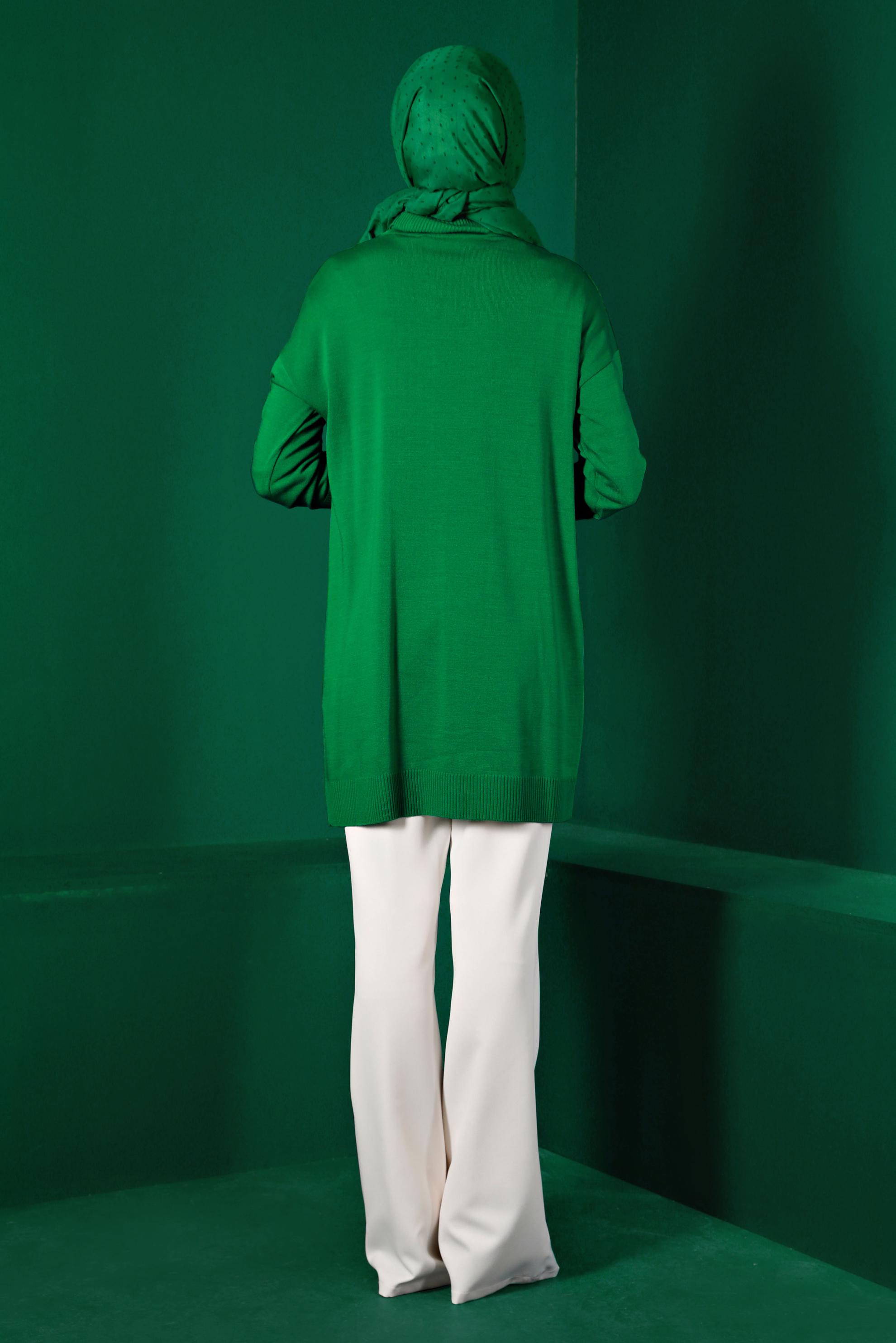 Vêtements hijab VERT PULL EN MAILLE COL ROULÉ 43112