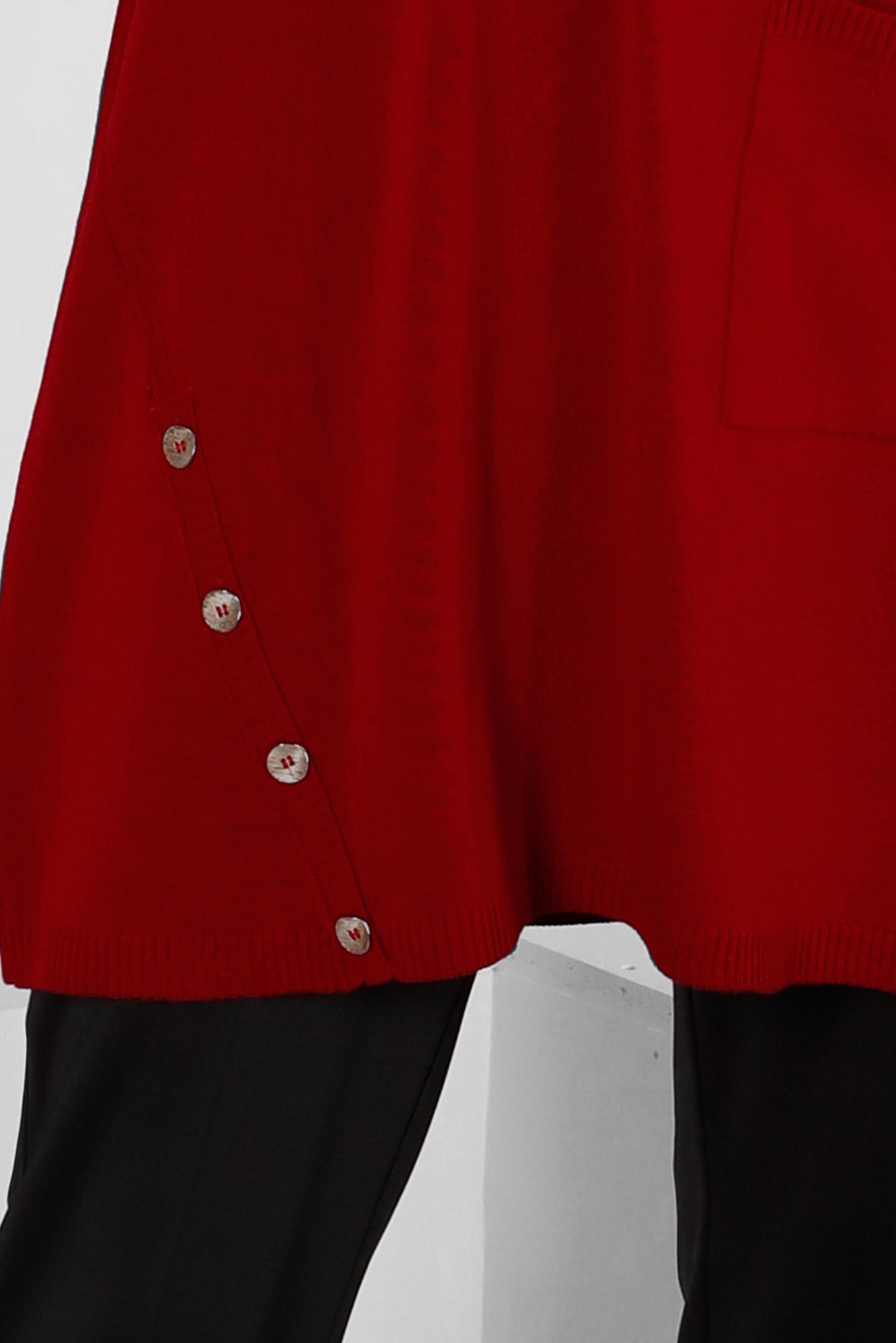 Tesettür giyim KIRMIZI DÜĞMELİ BOĞAZLI TRİKO TUNİK 43113	