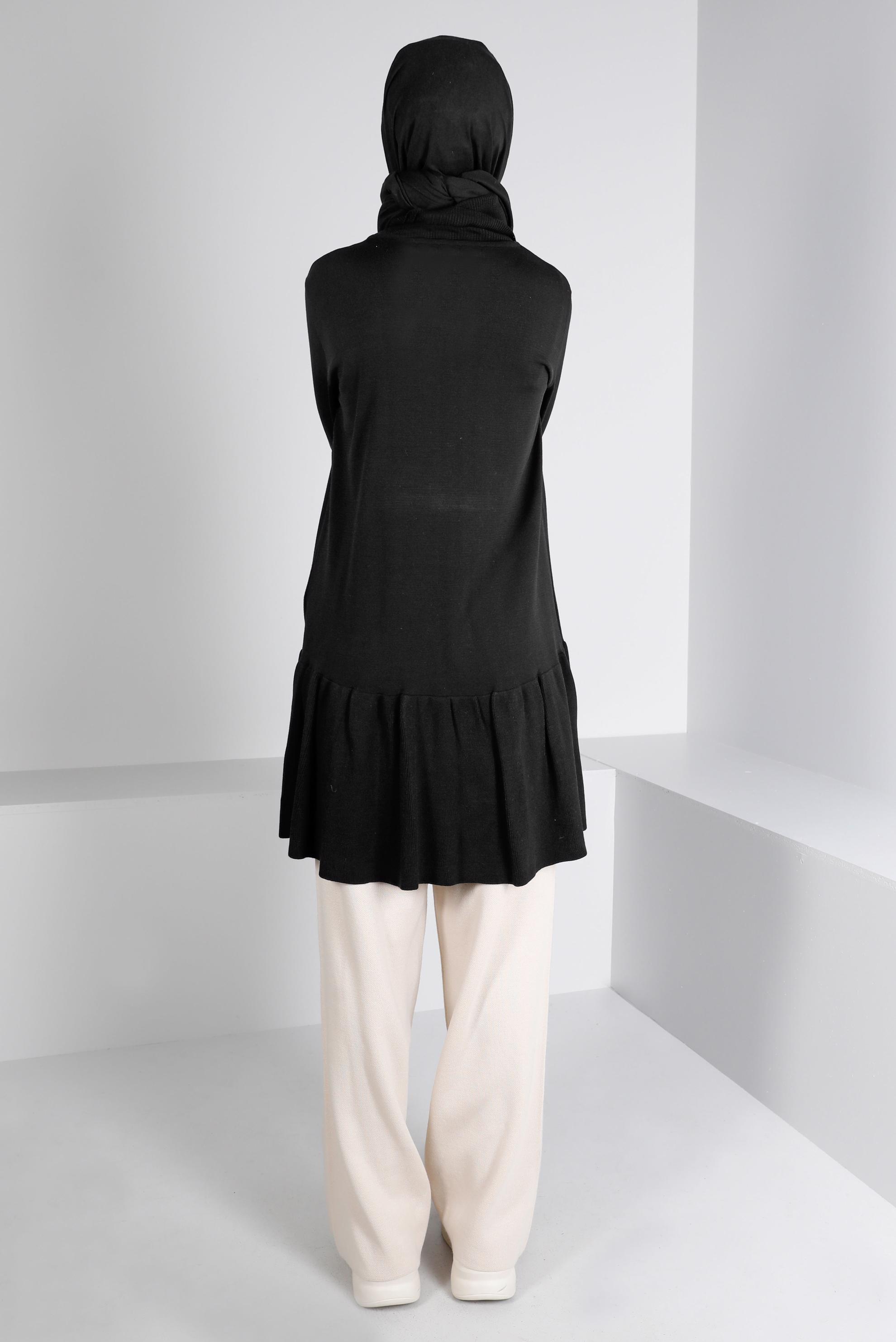 Vêtements hijab NOIR TUNIQUE EN MAILLE À VOLANTS 43114