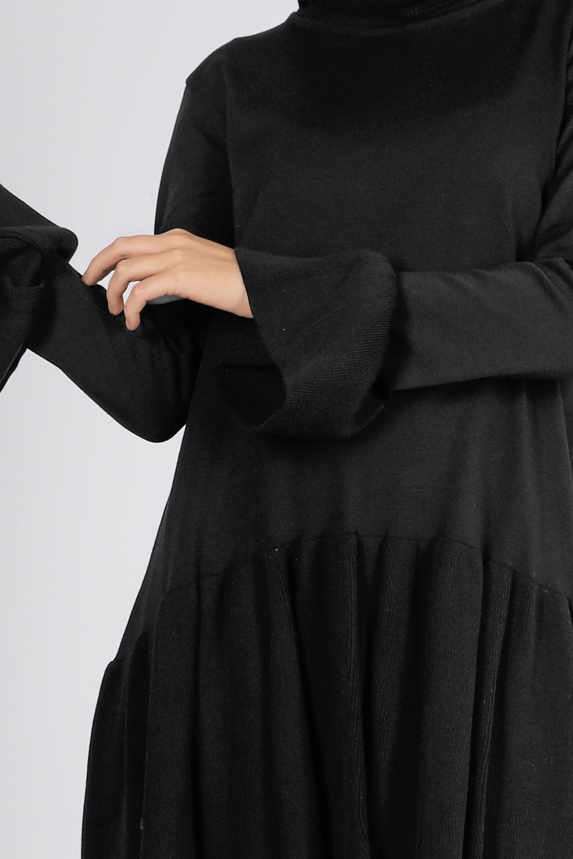 Vêtements hijab NOIR TUNIQUE EN MAILLE À VOLANTS 43114