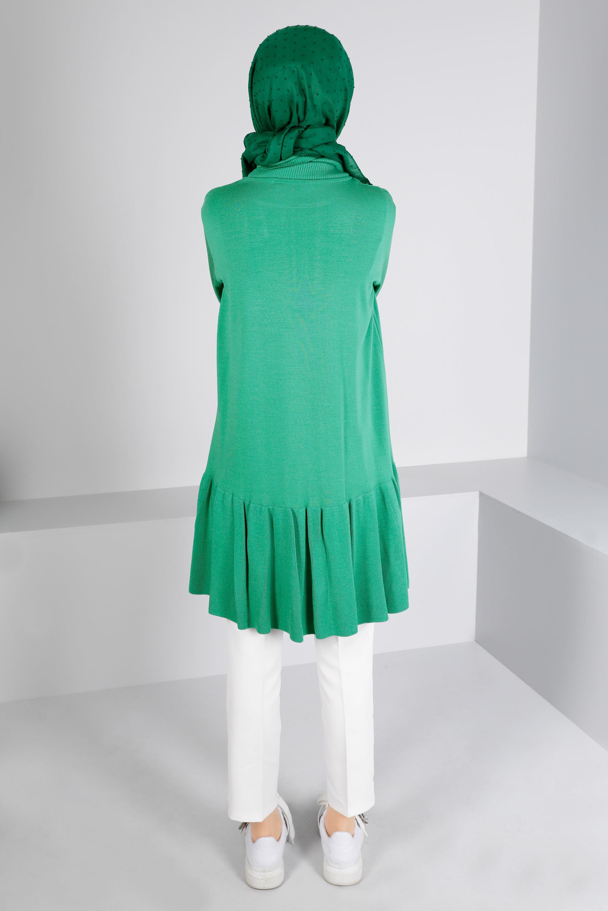 Vêtements hijab VERT TUNIQUE EN MAILLE À VOLANTS 43114