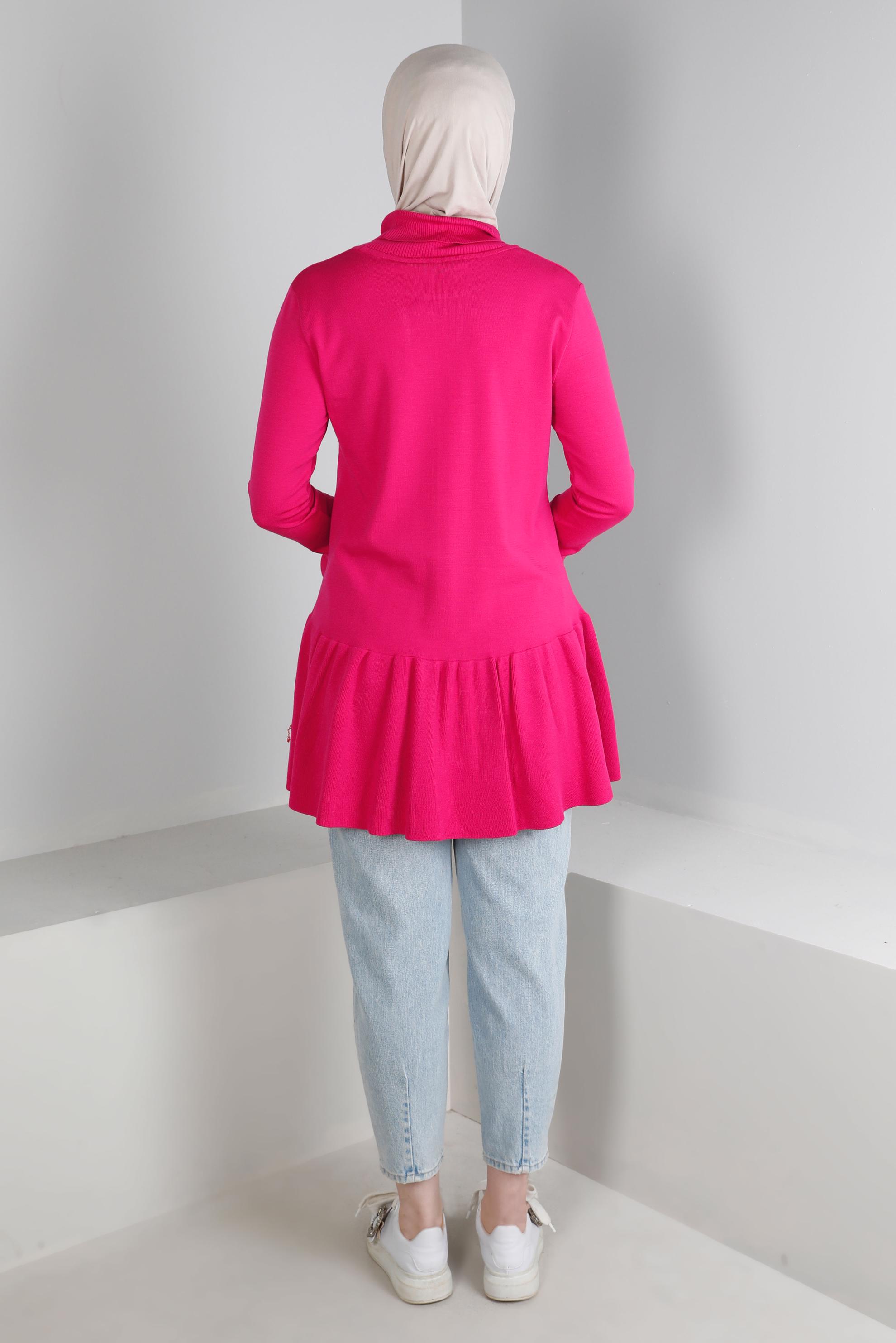 Vêtements hijab FUCHSIA TUNIQUE EN MAILLE À VOLANTS 43114