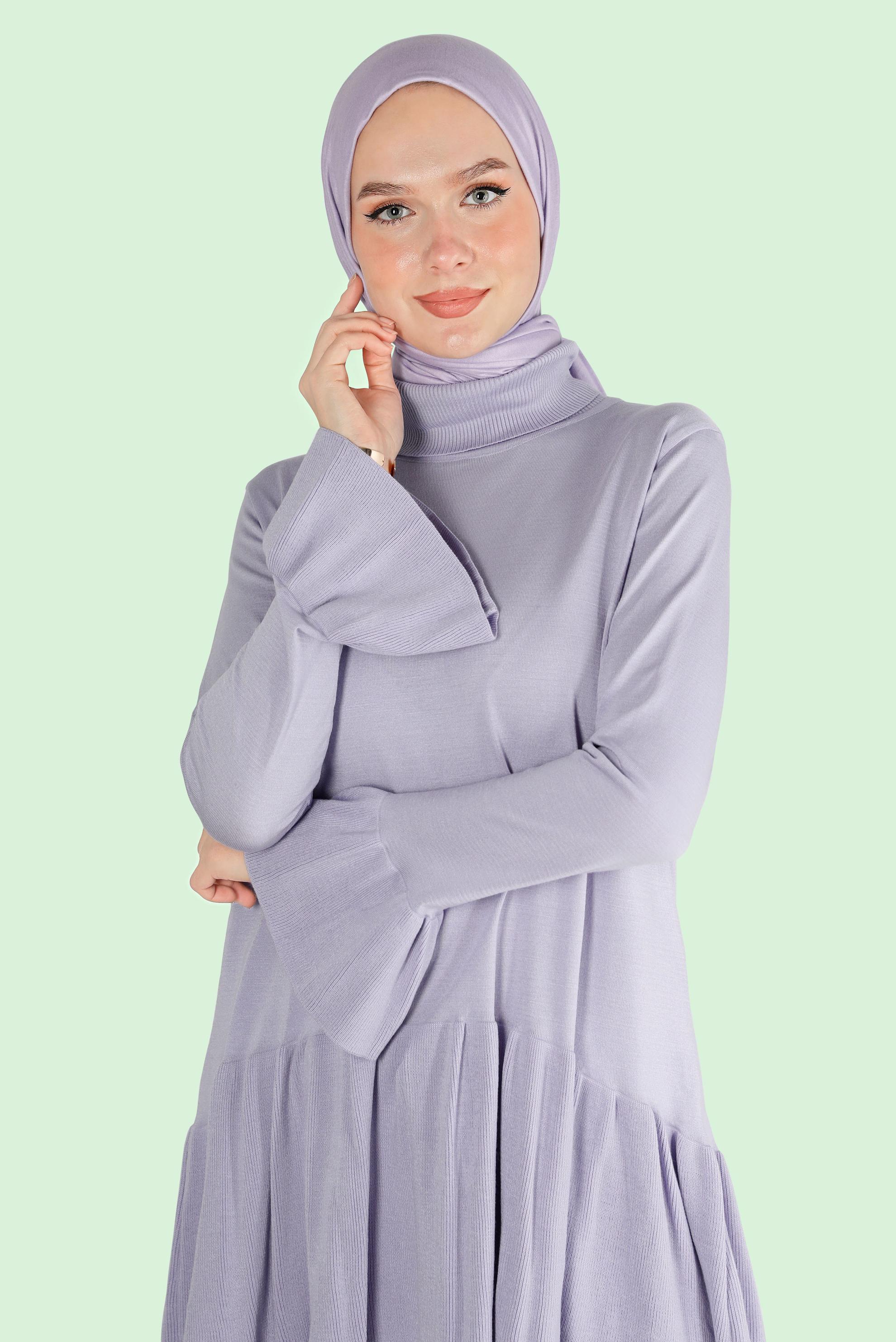 Vêtements hijab POURPRE TUNIQUE EN MAILLE À VOLANTS 43114