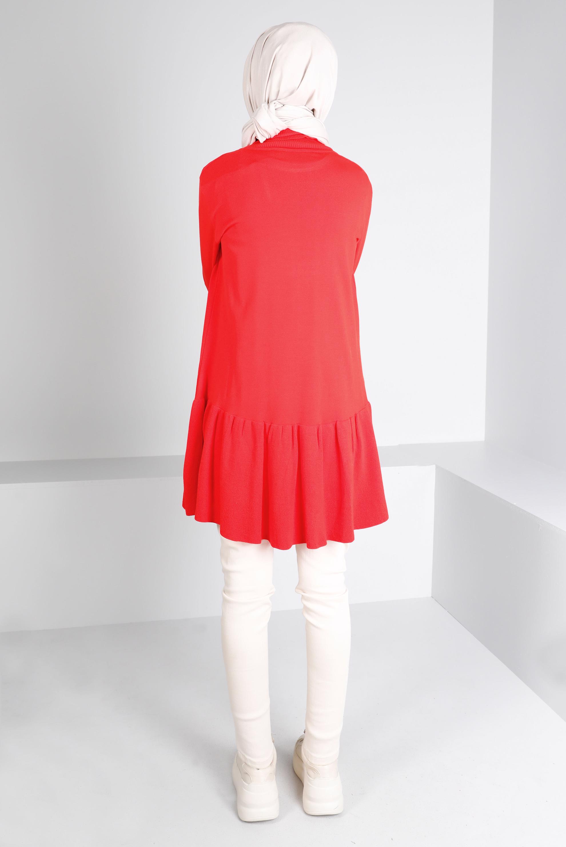 Vêtements hijab ROUGE TUNIQUE EN MAILLE À VOLANTS 43114