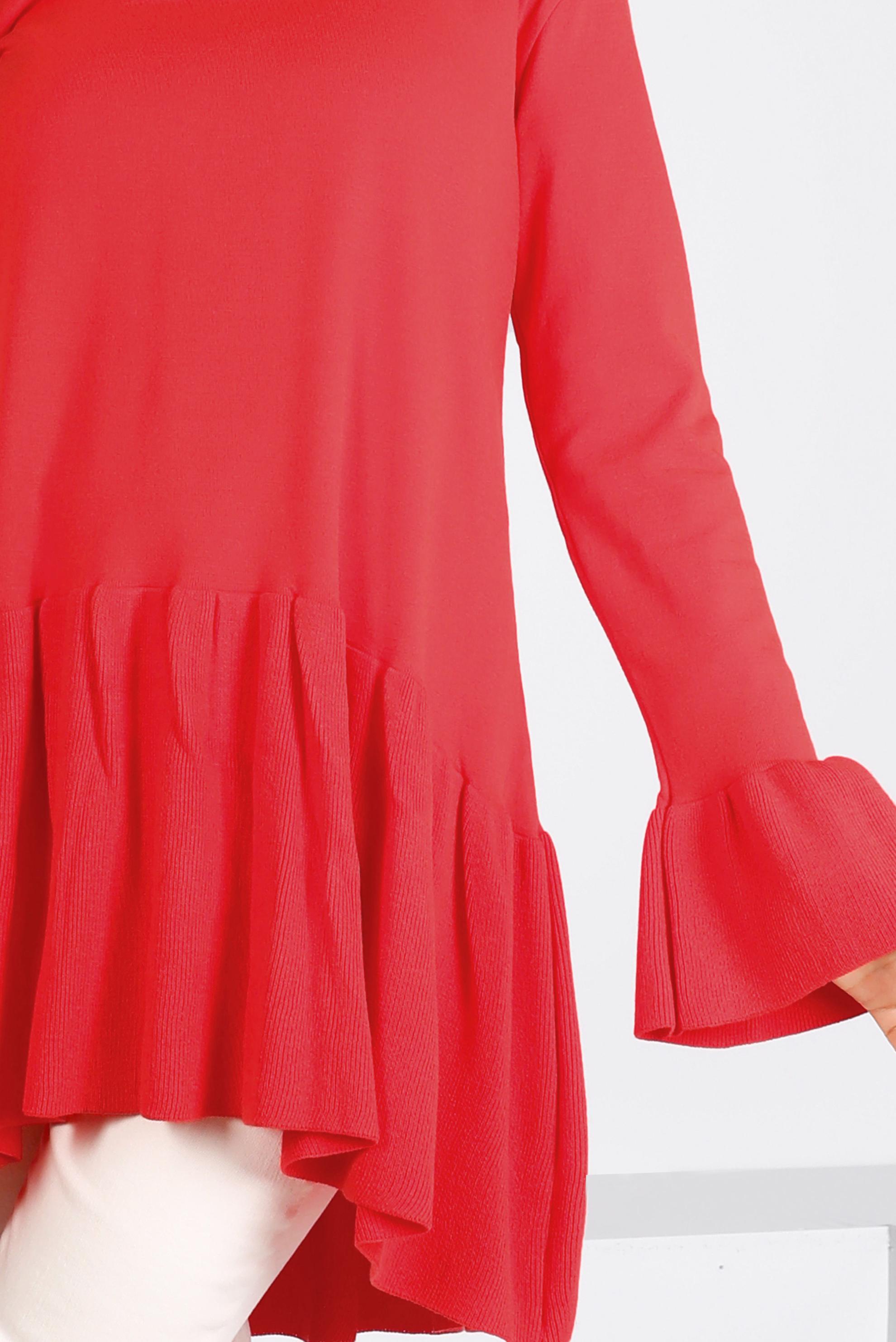 Vêtements hijab ROUGE TUNIQUE EN MAILLE À VOLANTS 43114