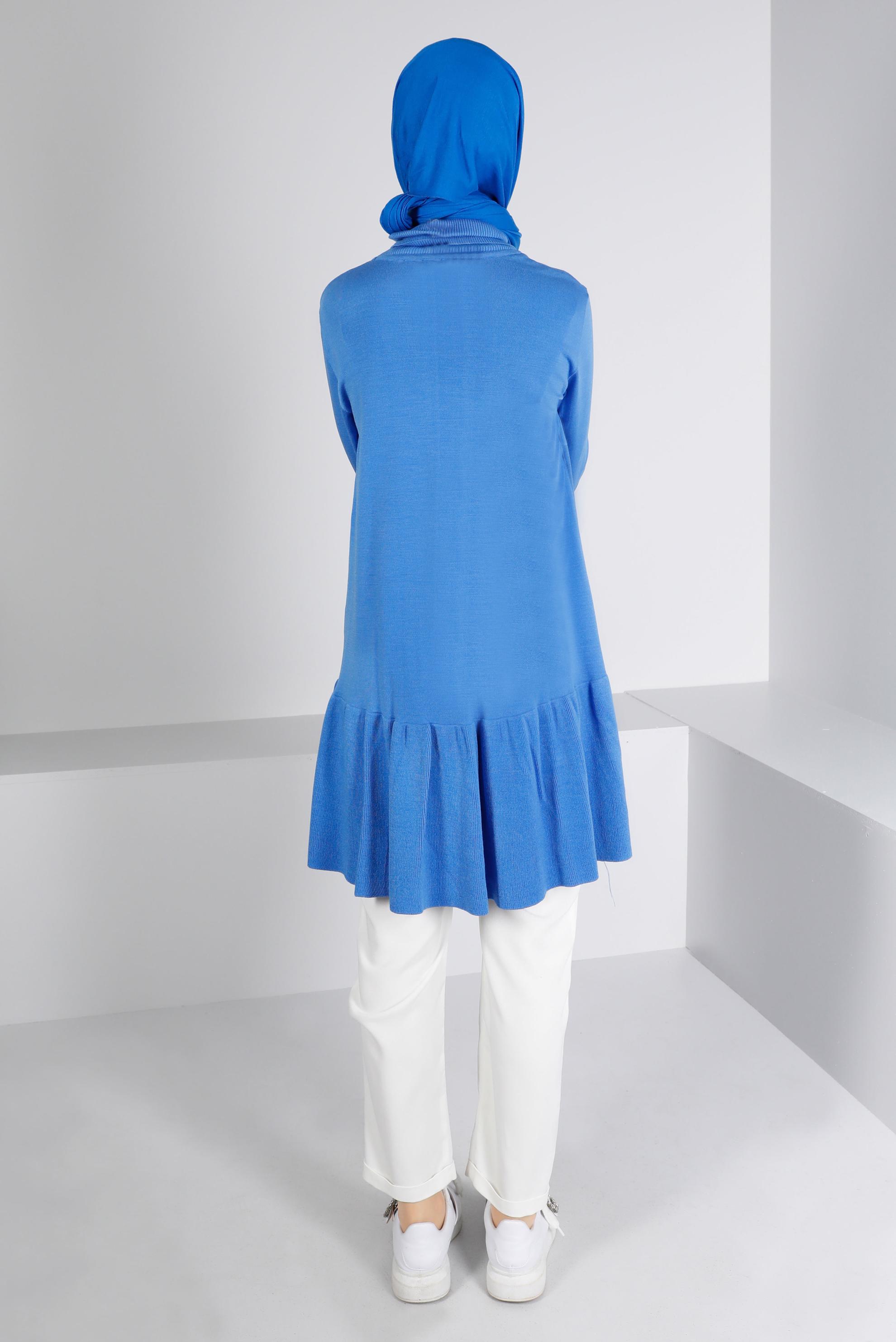 Vêtements hijab BLEU TUNIQUE EN MAILLE À VOLANTS 43114