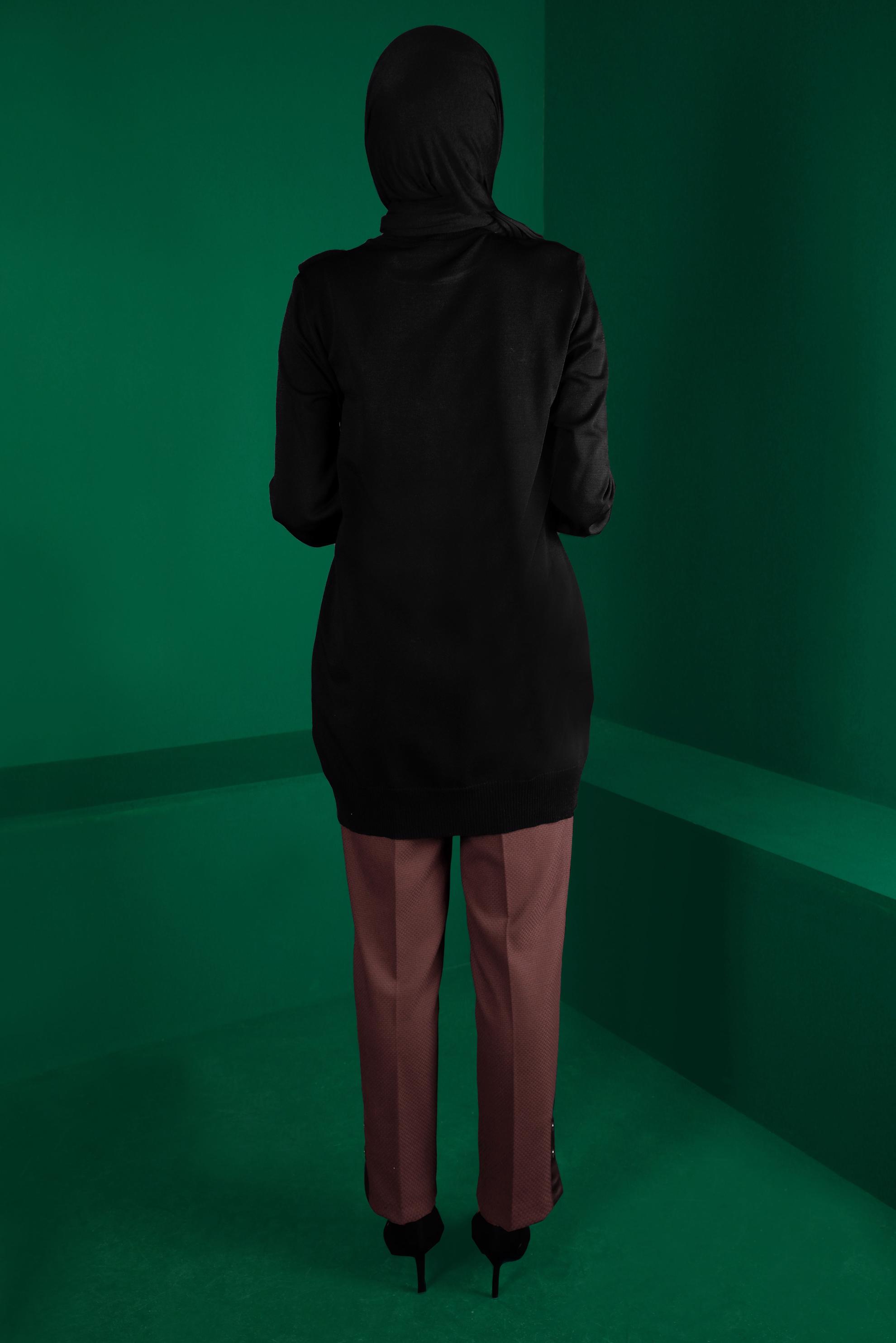 Tesettür giyim SİYAH FIRFIRLI TRİKO TUNİK 43118	