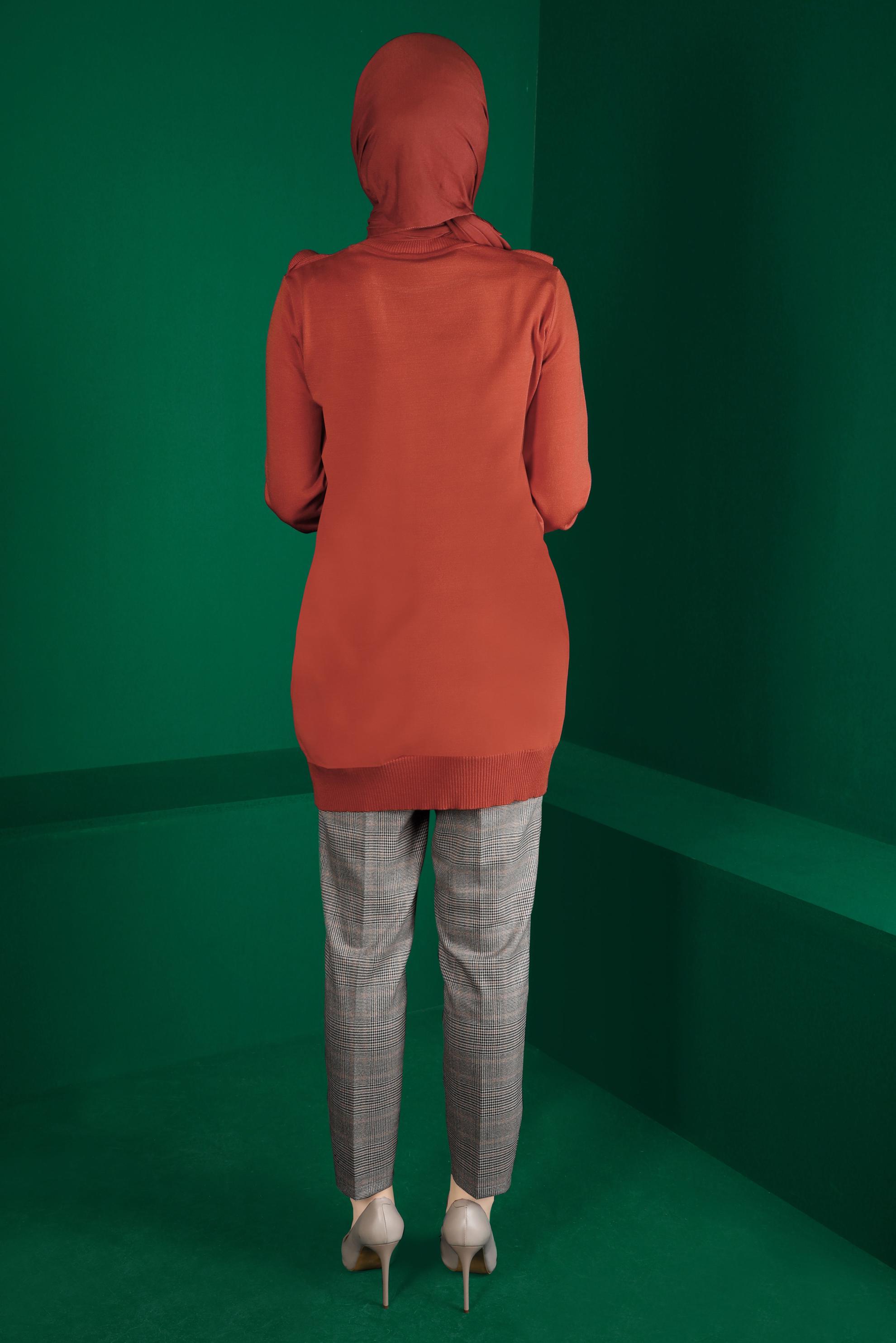 Tesettür giyim TURUNCU FIRFIRLI TRİKO TUNİK 43118	