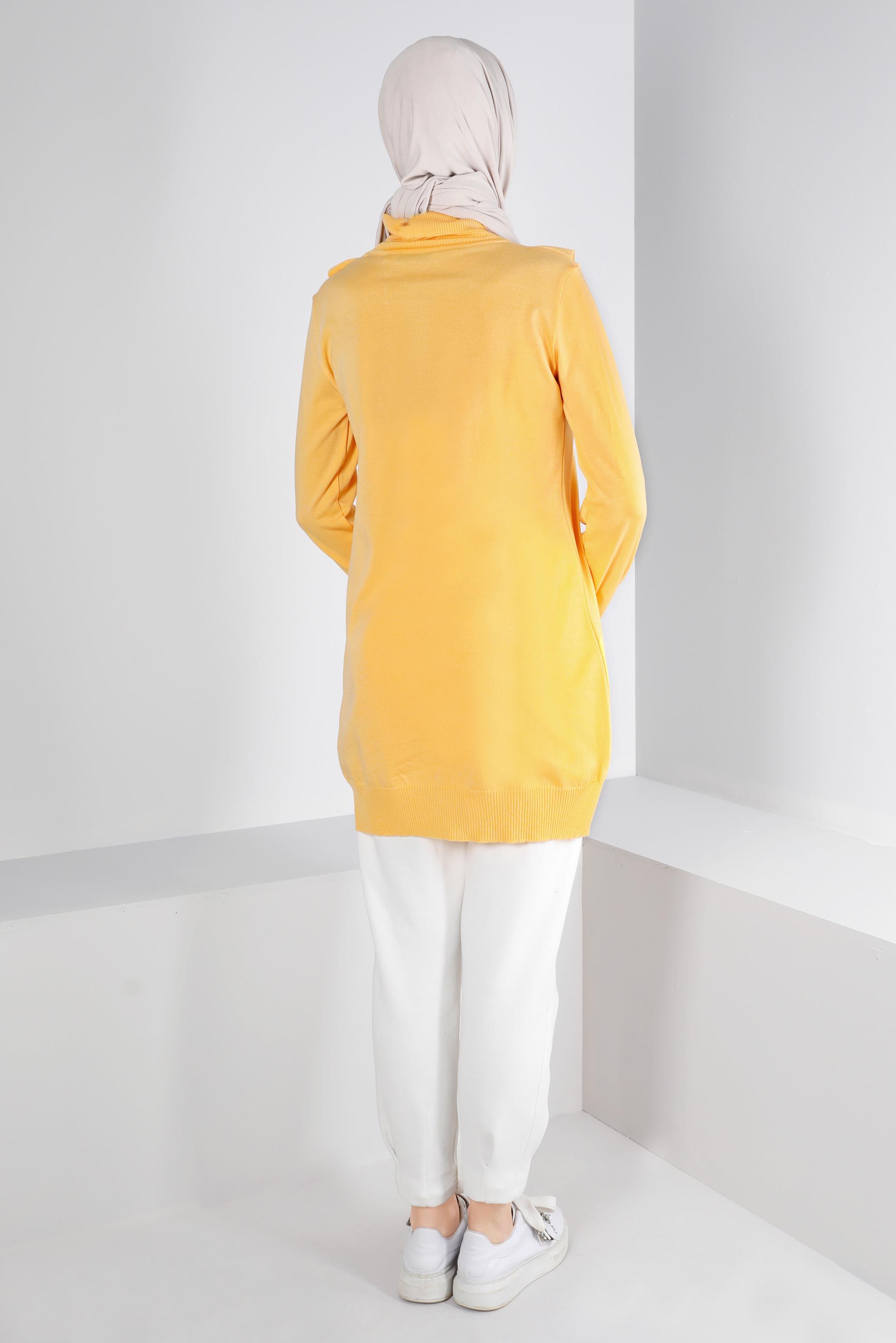 Tesettür giyim SARI FIRFIRLI TRİKO TUNİK 43118	