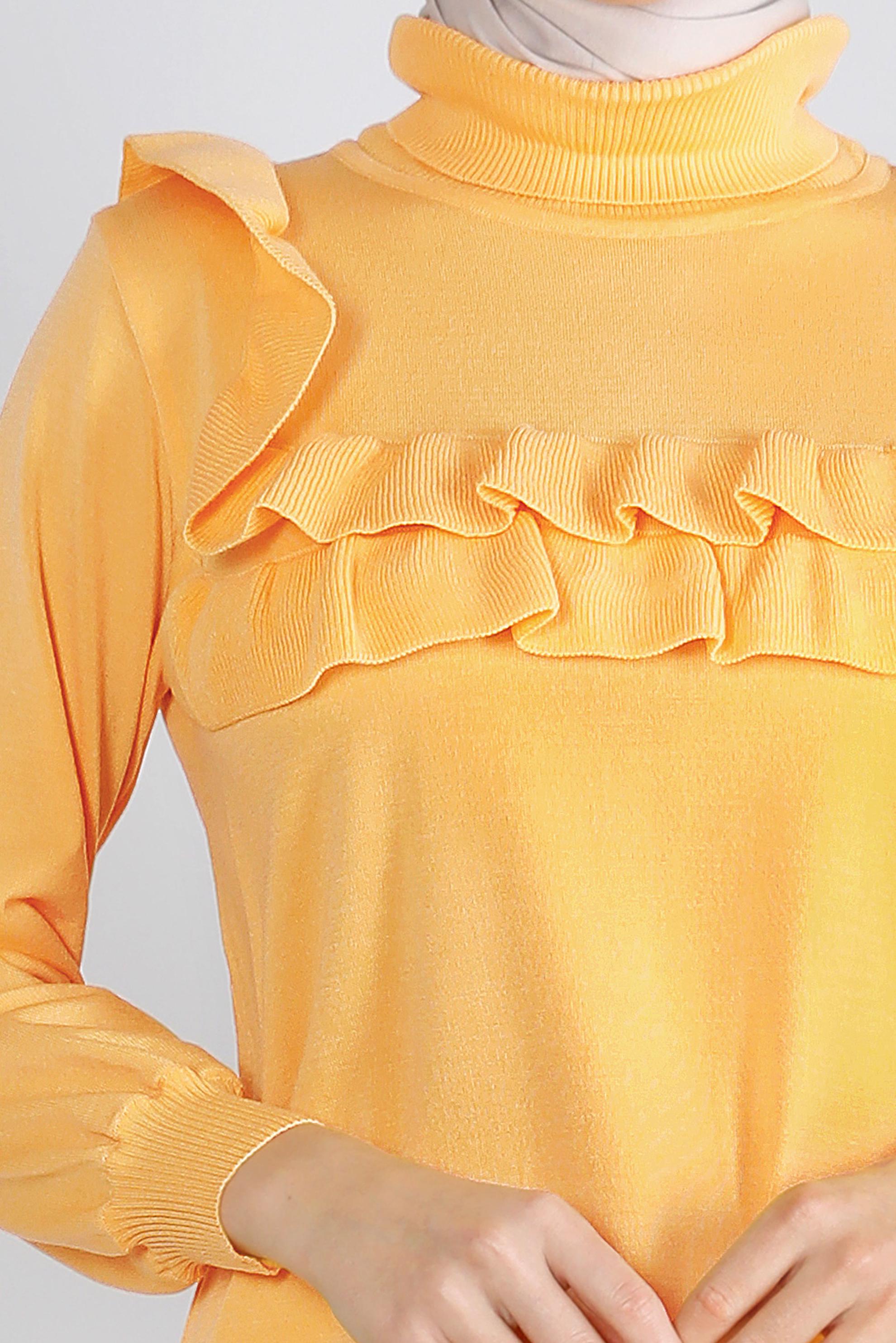 Tesettür giyim SARI FIRFIRLI TRİKO TUNİK 43118	