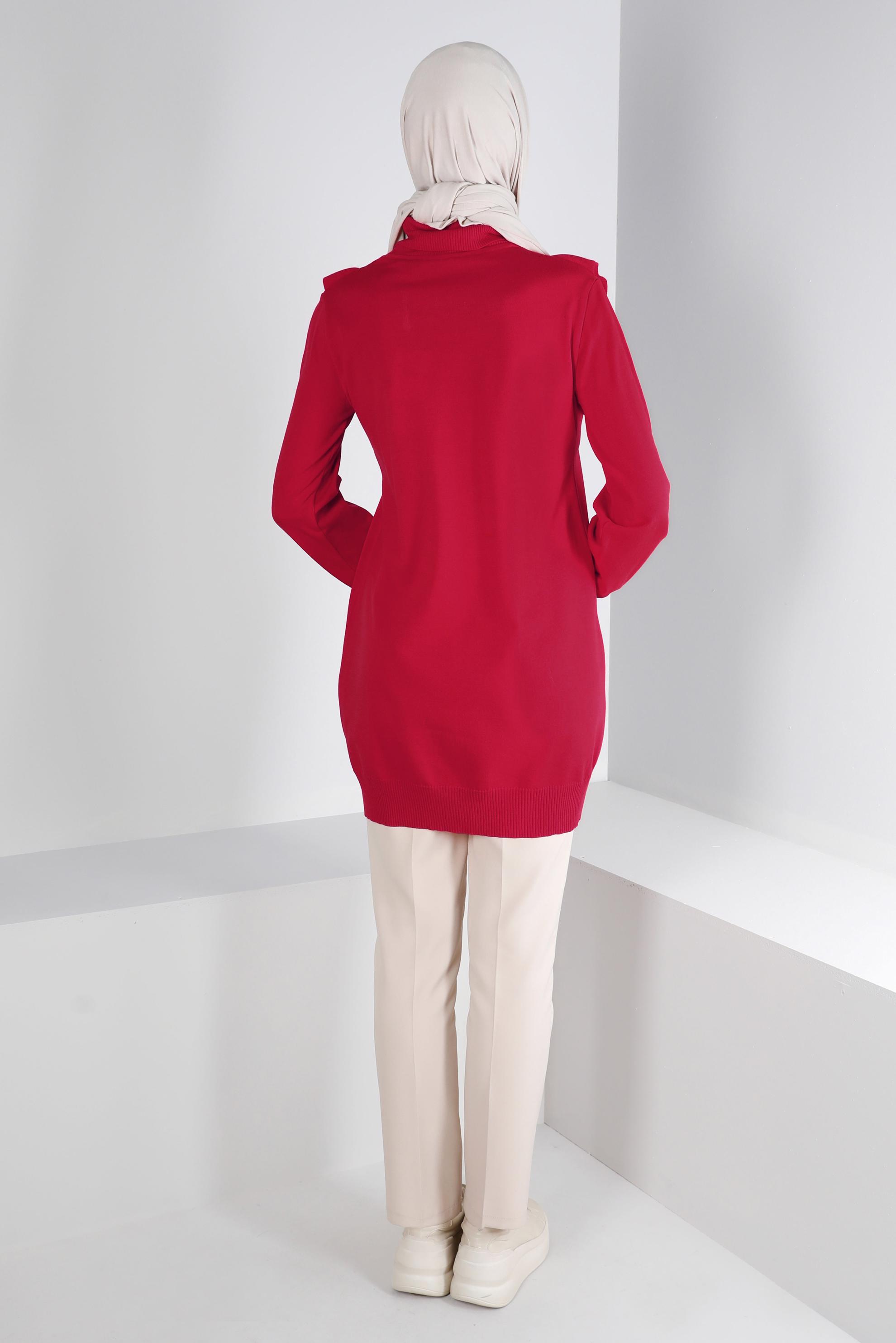 Tesettür giyim FUŞYA FIRFIRLI TRİKO TUNİK 43118	