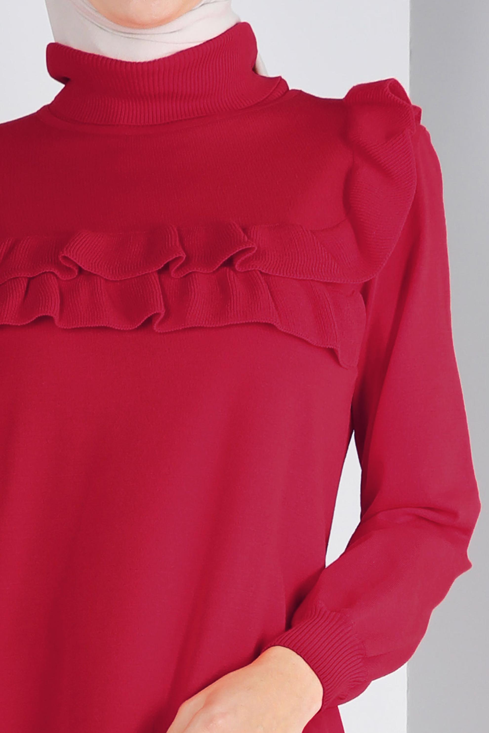 Tesettür giyim FUŞYA FIRFIRLI TRİKO TUNİK 43118	