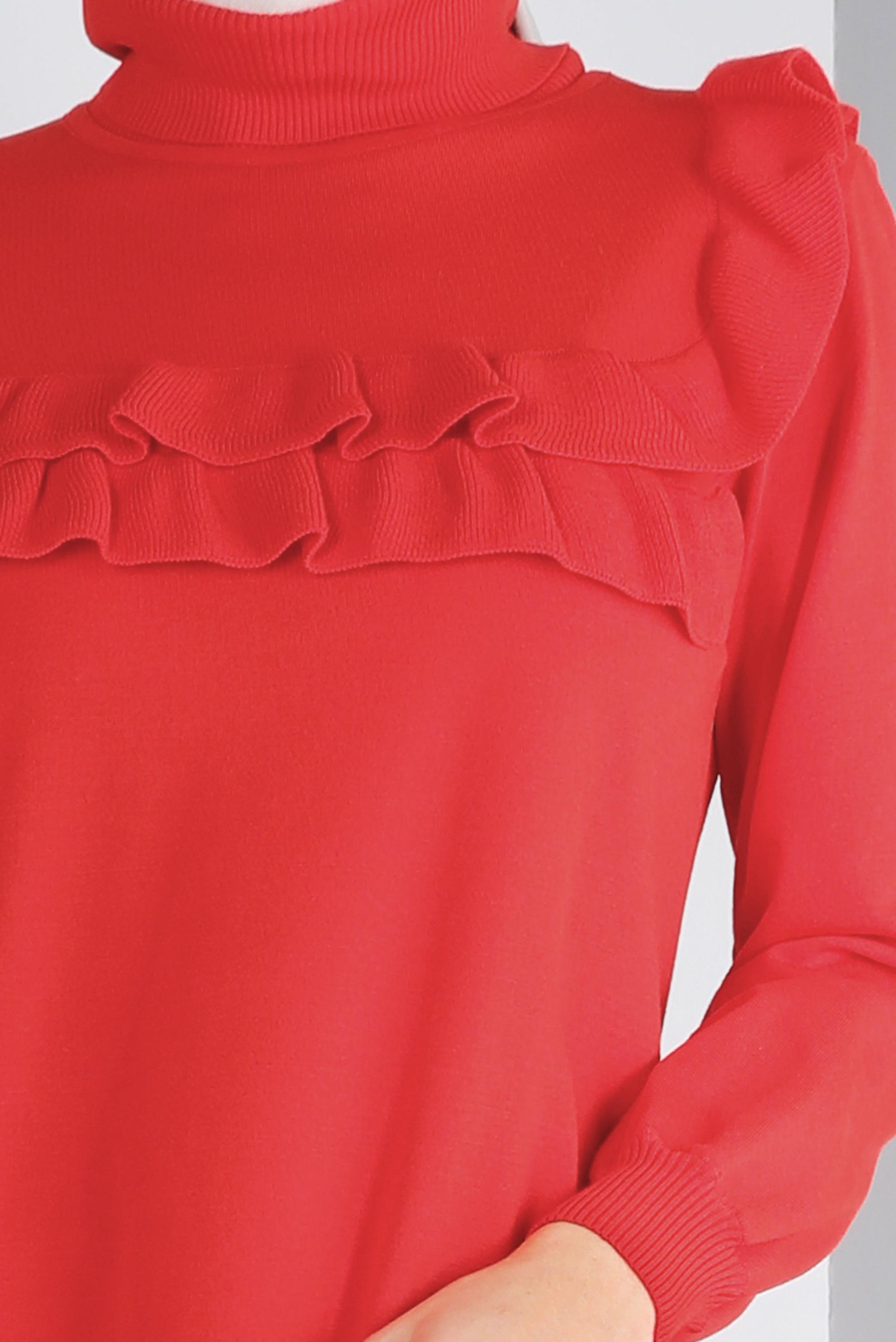 Tesettür giyim KIRMIZI FIRFIRLI TRİKO TUNİK 43118	