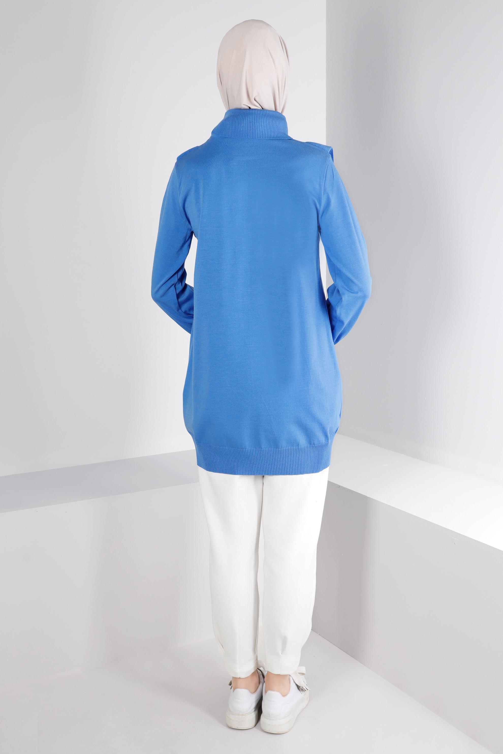 Tesettür giyim MAVİ FIRFIRLI TRİKO TUNİK 43118	