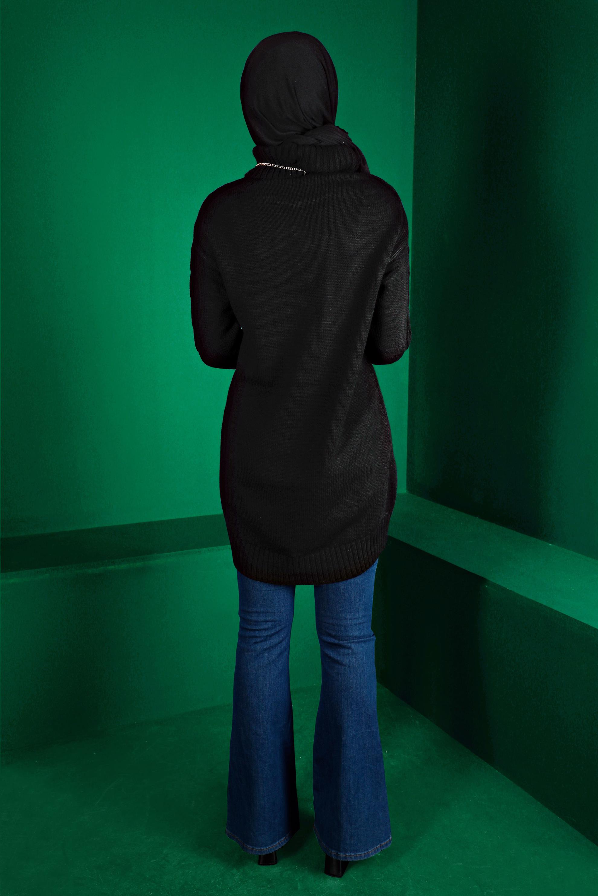 Vêtements hijab NOIR TUNIQUE EN MAILLE COL ROULÉ 43119