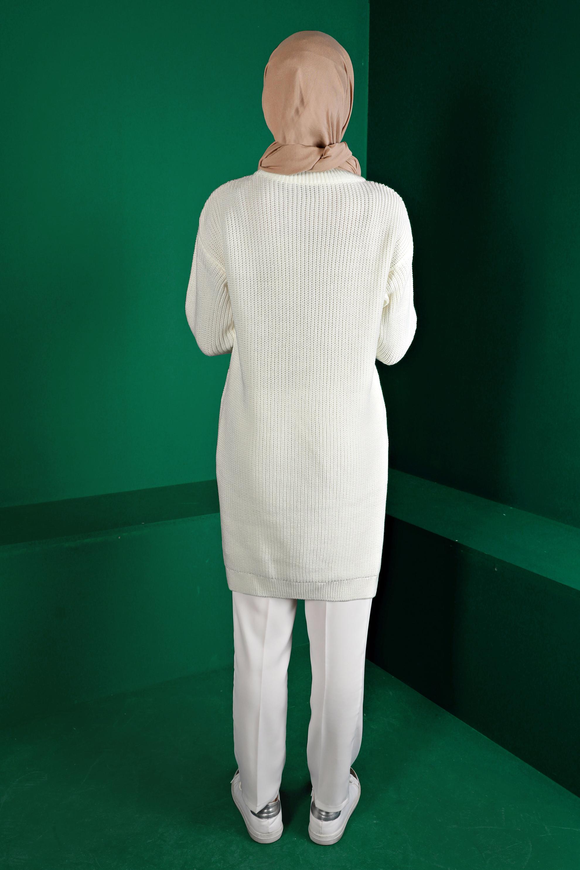 Vêtements hijab BLANC TUNIQUE EN MAILLE À MOTIFS 43121