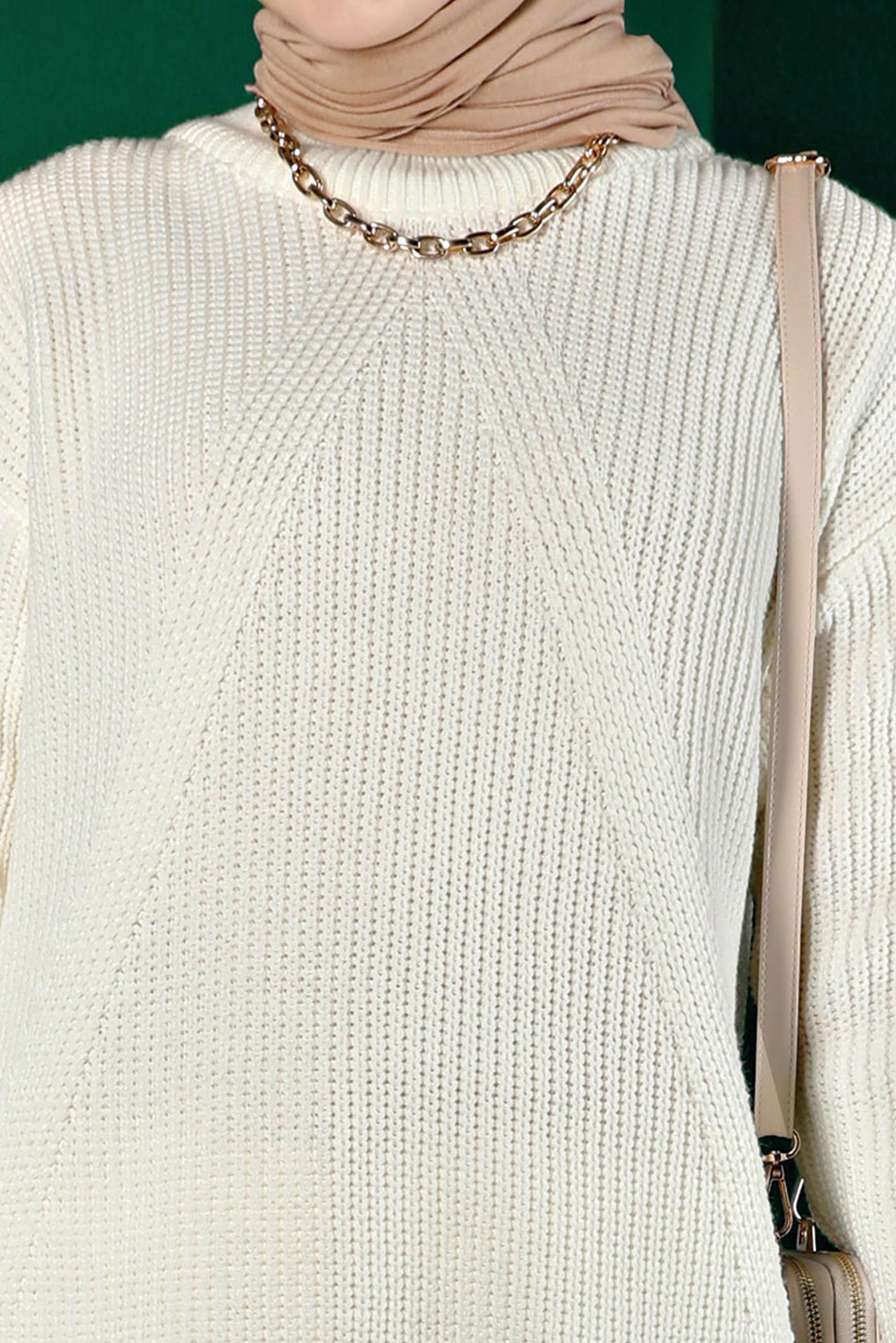 Vêtements hijab BLANC TUNIQUE EN MAILLE À MOTIFS 43121