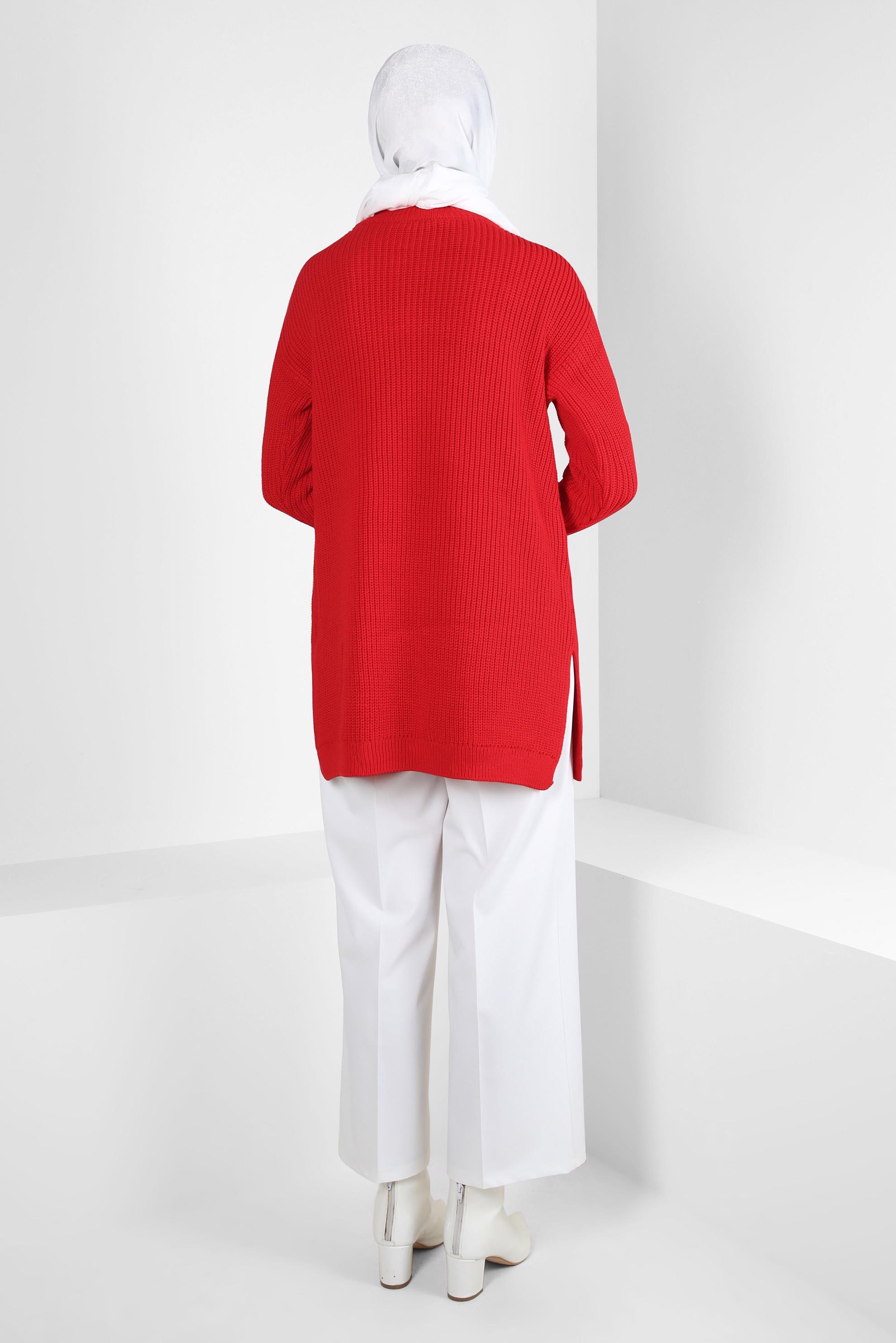 Vêtements hijab ROUGE TUNIQUE EN MAILLE À MOTIFS 43121