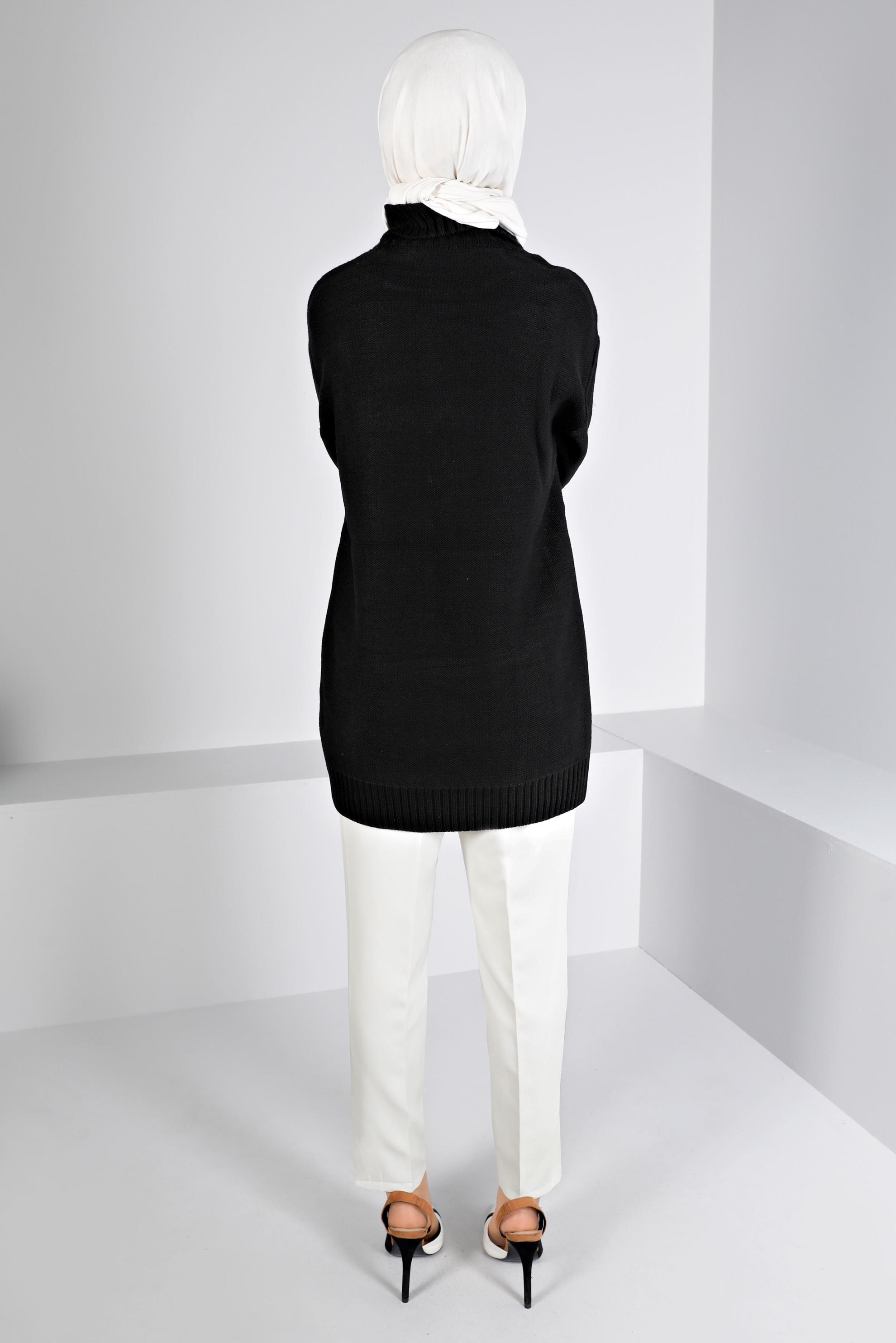 Vêtements hijab NOIR TUNIQUE EN MAILLE TORSADÈE 43135	