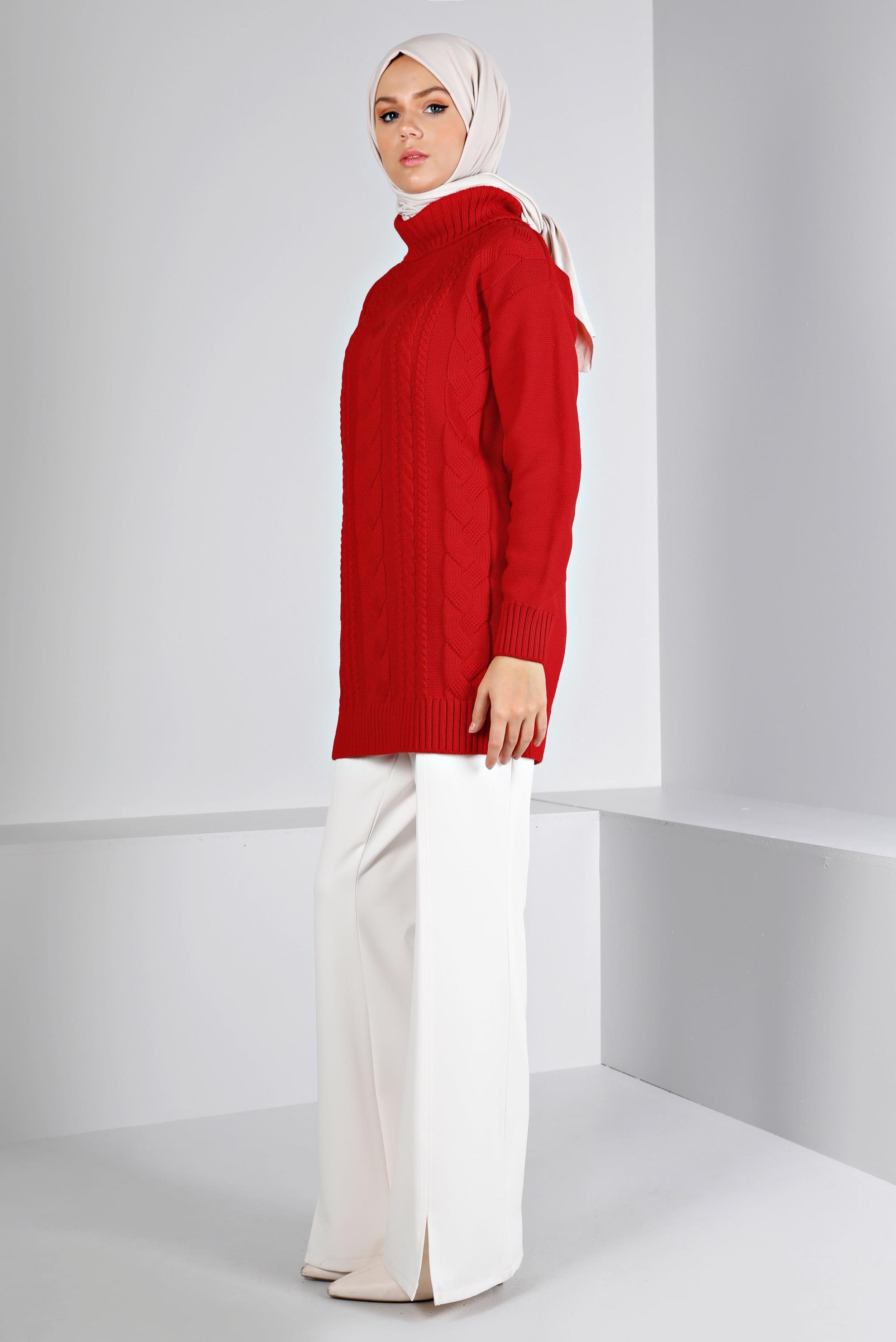 Vêtements hijab ROUGE TUNIQUE EN MAILLE TORSADÈE 43135	