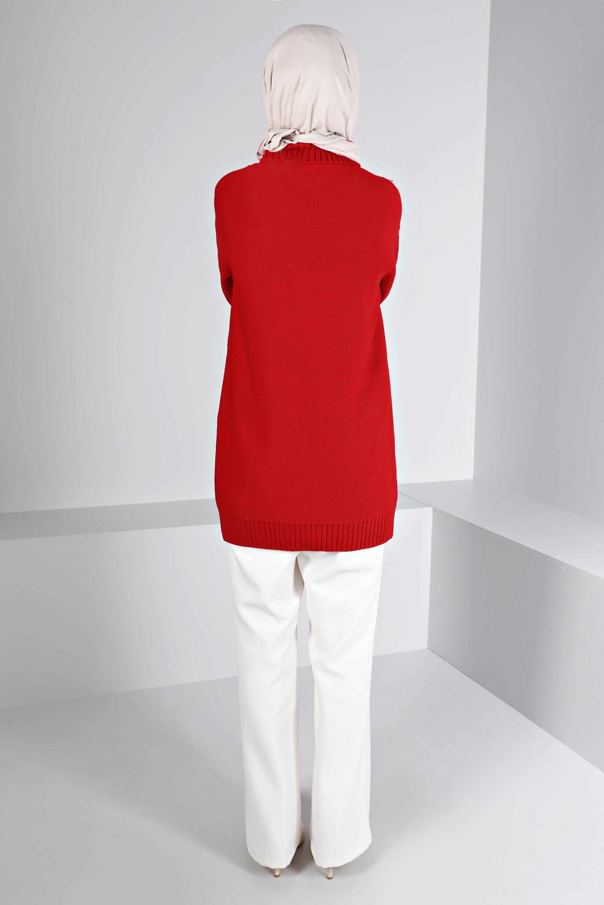 Vêtements hijab ROUGE TUNIQUE EN MAILLE TORSADÈE 43135	