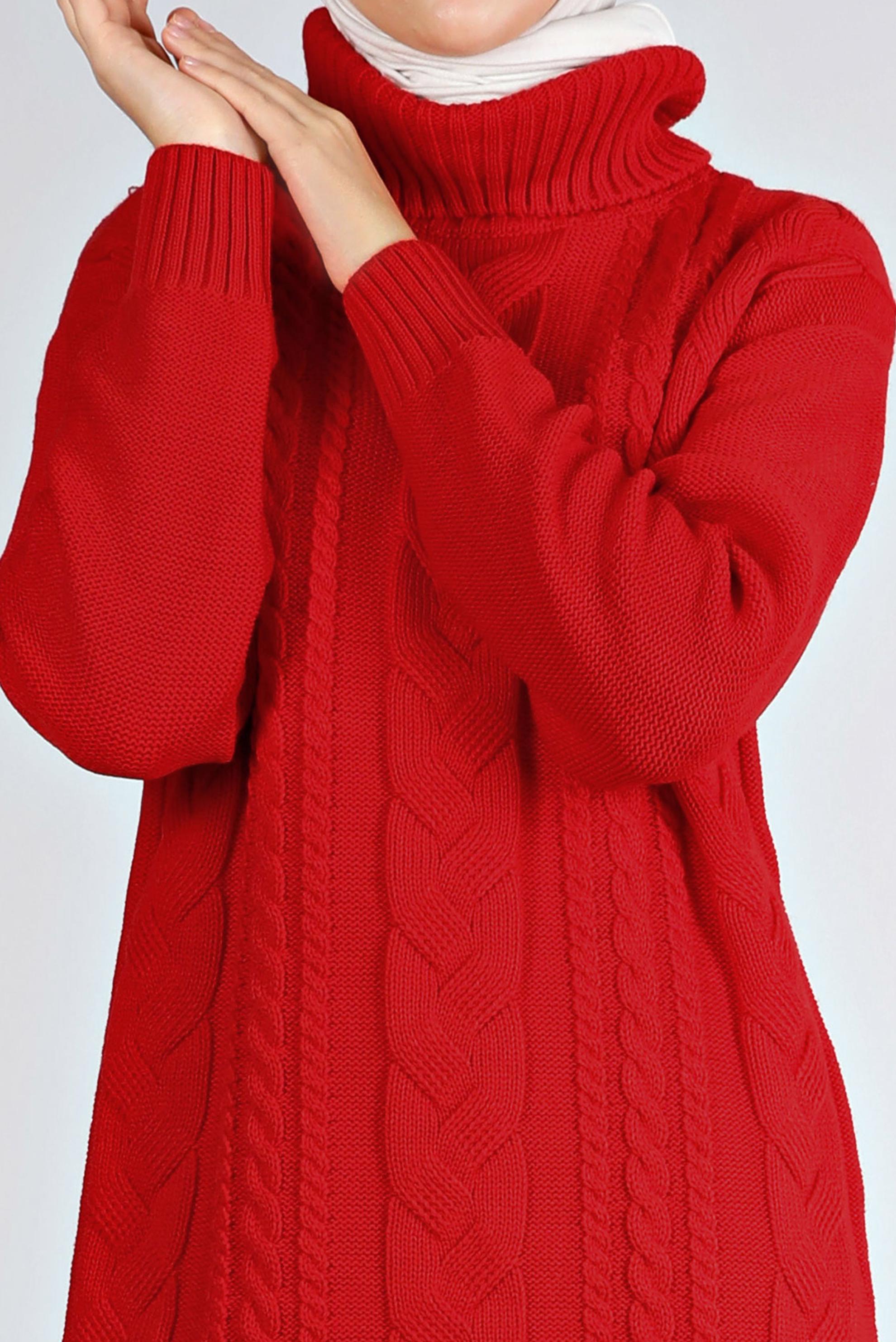 Vêtements hijab ROUGE TUNIQUE EN MAILLE TORSADÈE 43135	