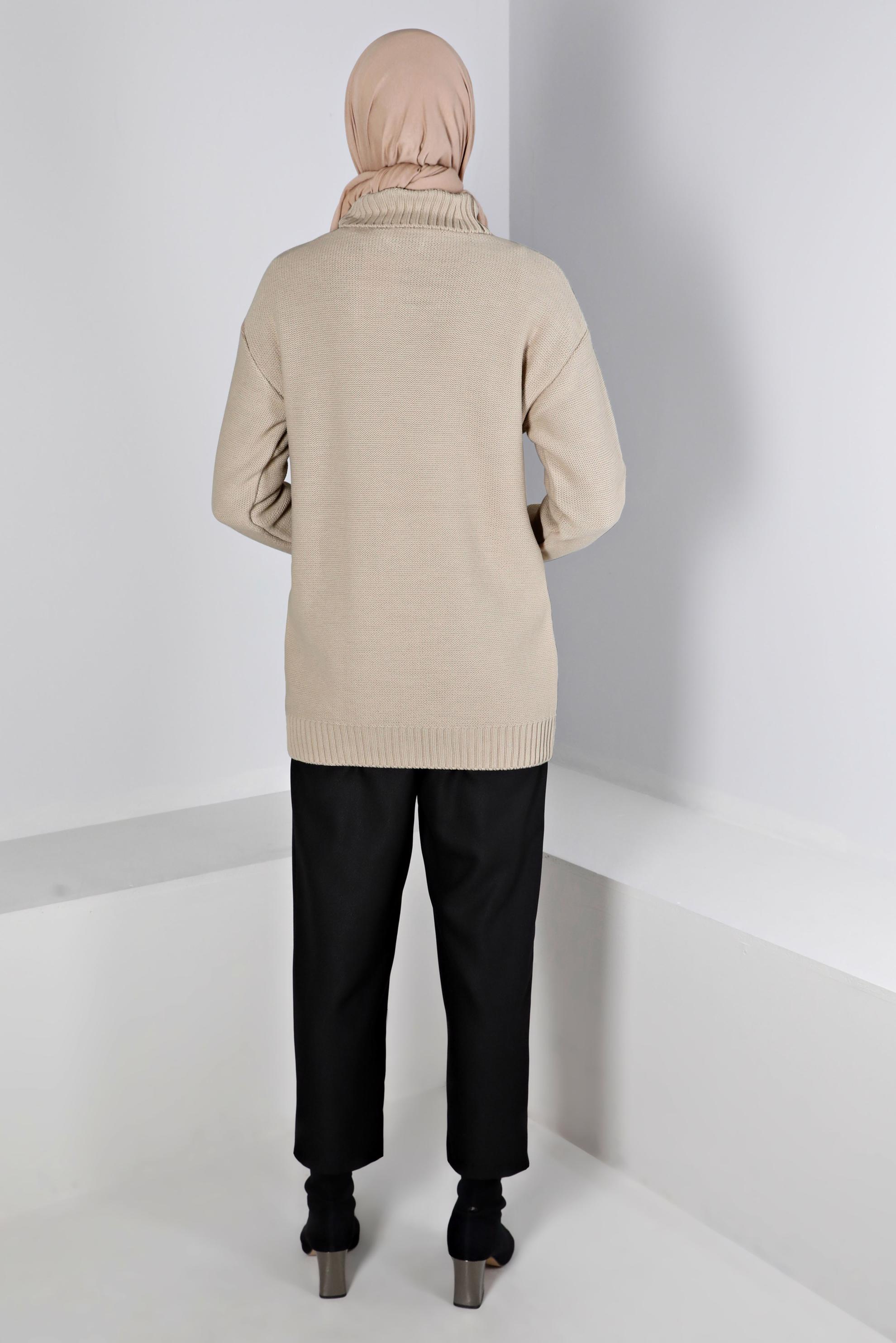 Vêtements hijab BEIGE TUNIQUE EN MAILLE TORSADÈE 43135	