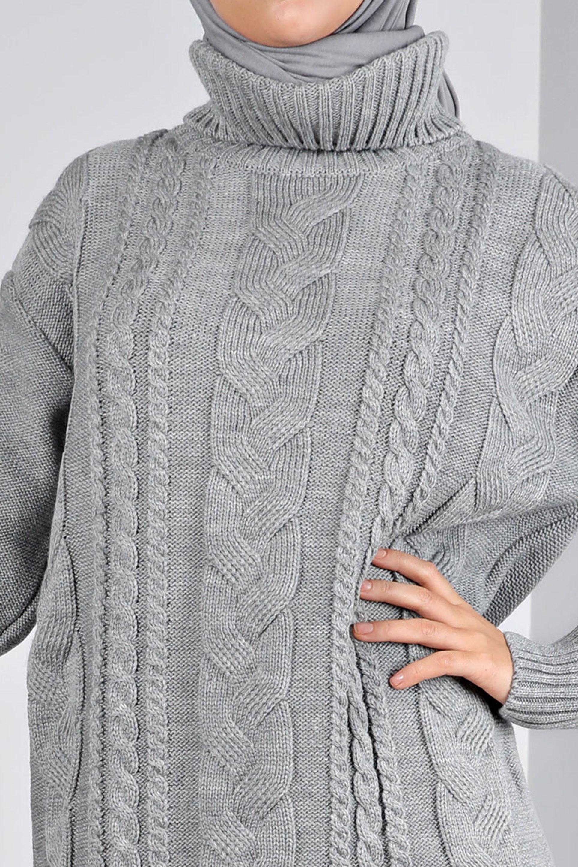 Vêtements hijab GRIS TUNIQUE EN MAILLE TORSADÈE 43135	