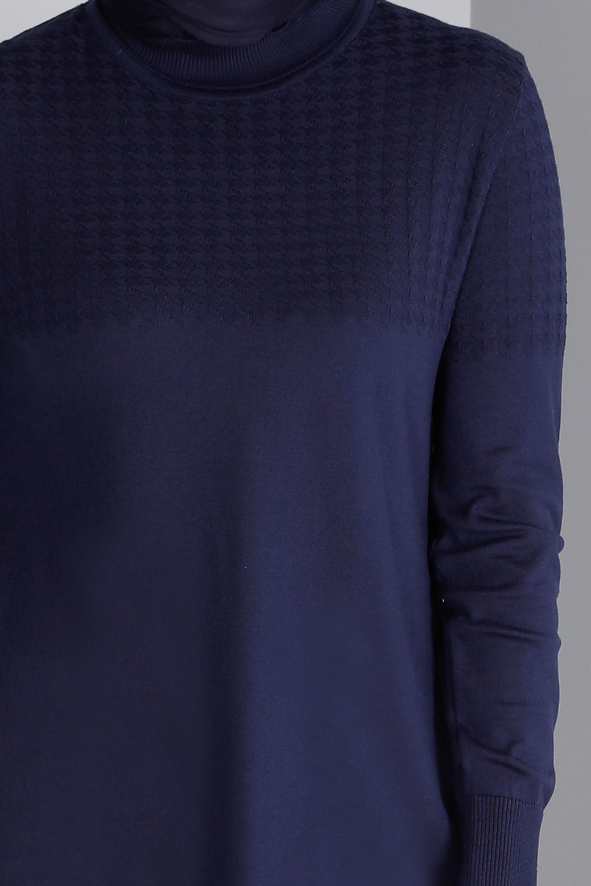 Vêtements hijab BLEU MARINE TUNIQUE EN MAILLE À MOTIFS 43137