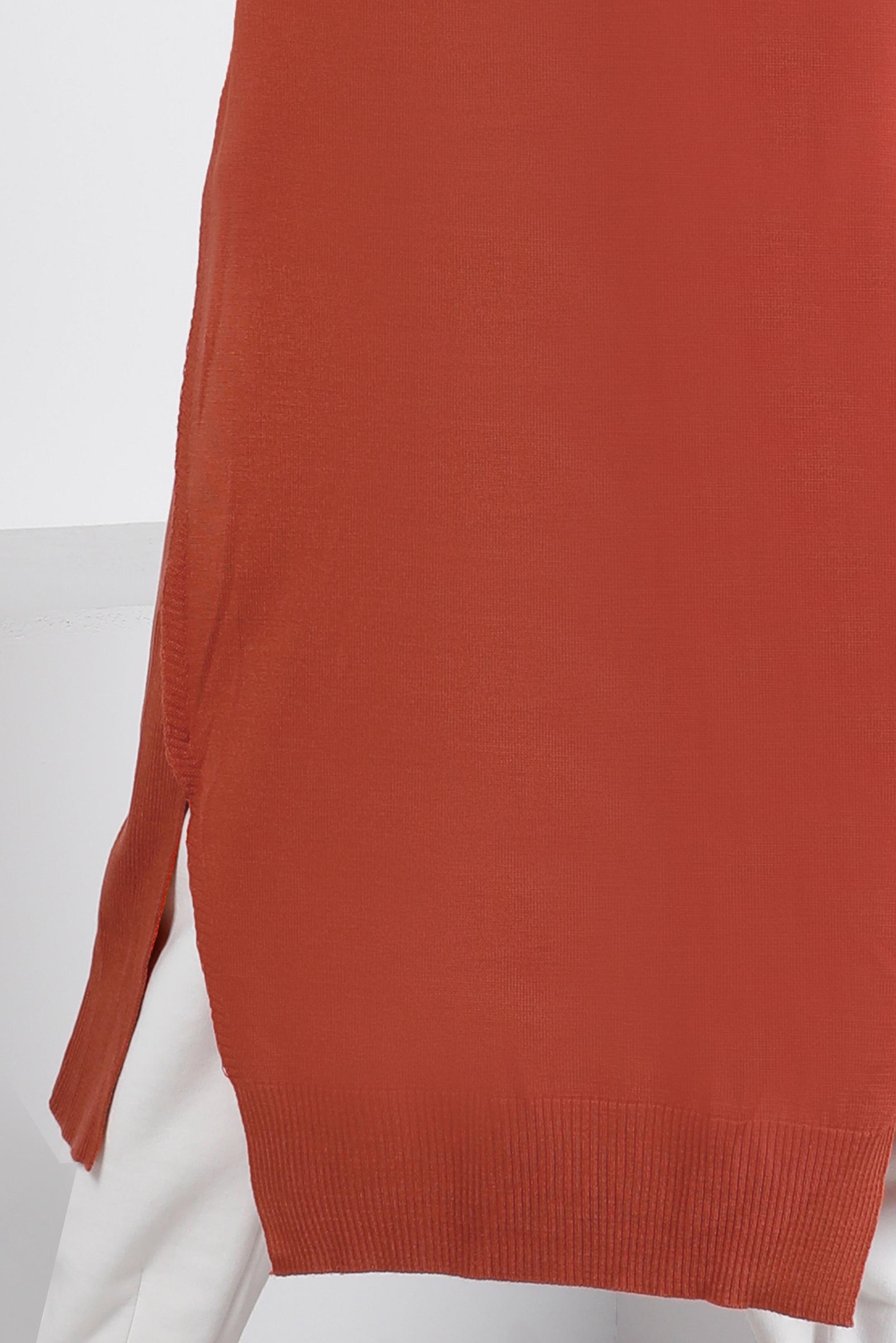 Tesettür giyim TURUNCU YIRTMAÇ DETAYLI BASIC TRİKO TUNİK 43160